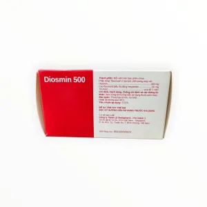 Viên nén bao phim Diosmin Diosmin 450mg, Hesperidin 50mg suy tĩnh mạch, trĩ cấp (Hộp 6 vỉ x 10 viên nén bao phim) 5 02 Diosmin 500