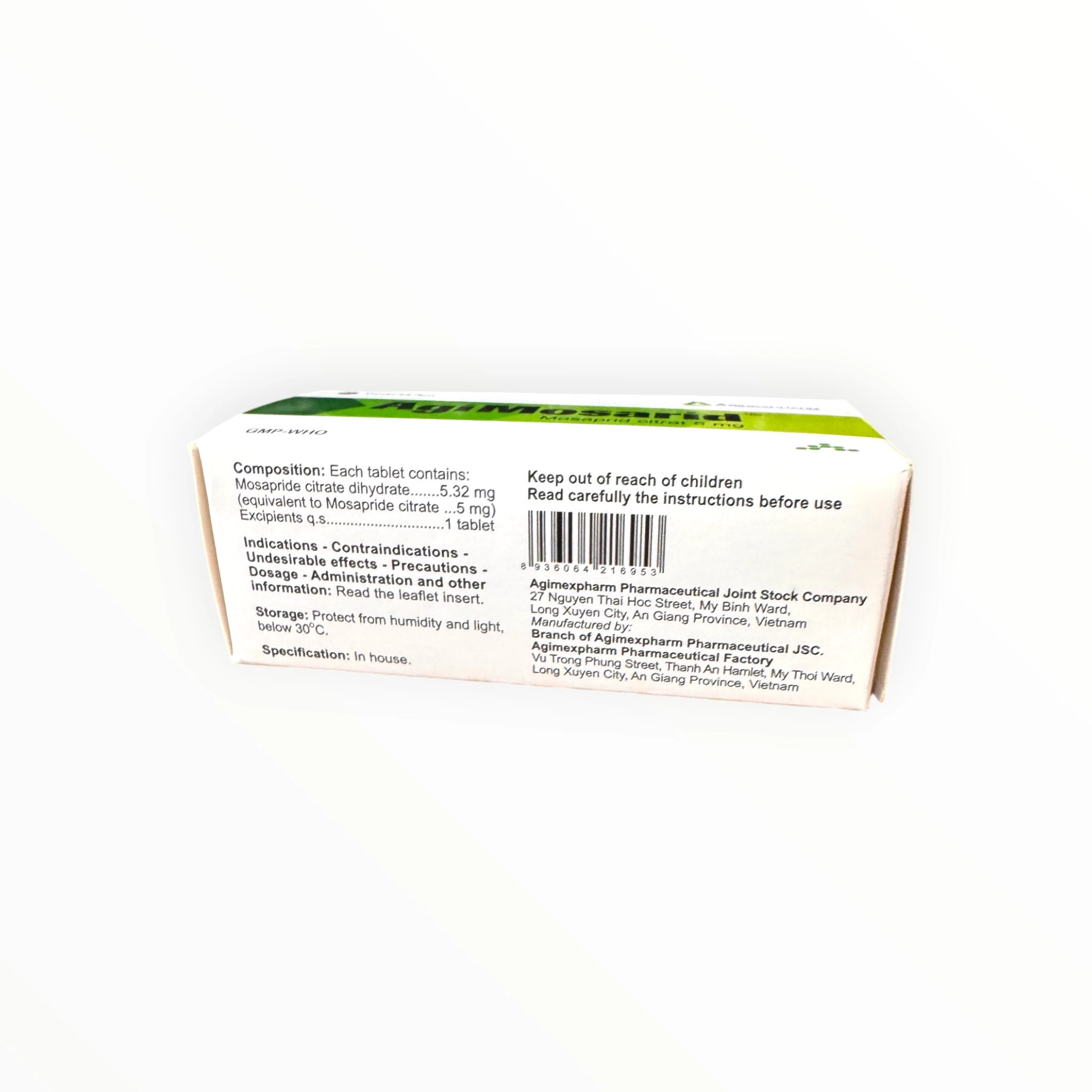 Viên nén AgiMosarid Mosaprid citrat 5 mg khó tiêu chức năng, ợ nóng, buồn nôn/nôn (Hộp 4 vỉ, 6 vỉ, 10 vỉ x 10 viên nén) 3 03 Agi Mosarid