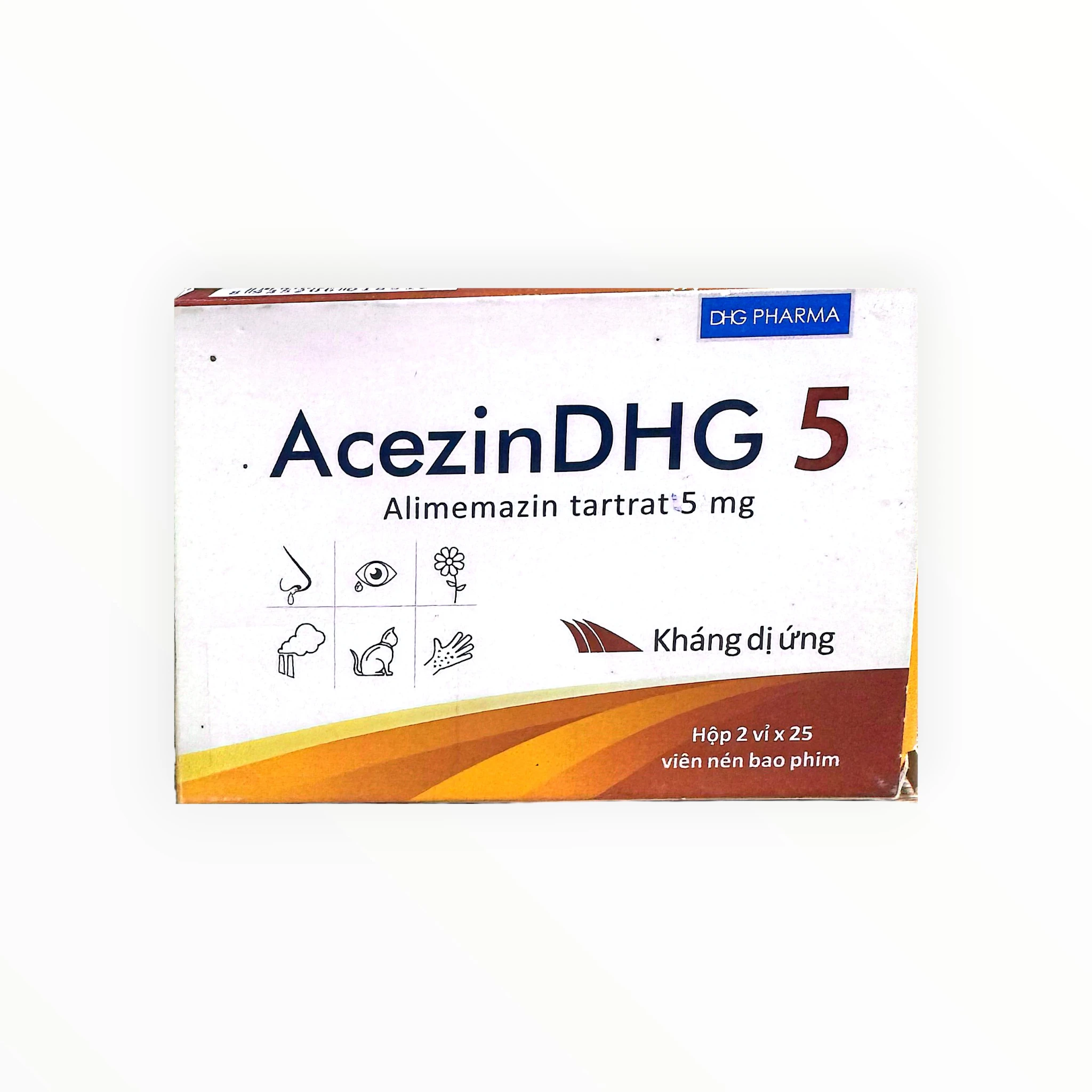 Thuốc AcezinDHG 5mg Alimemazin tartrat điều trị dị ứng và giảm ho (Hộp 2 vỉ x 25 viên) 1 1 Acezin 5
