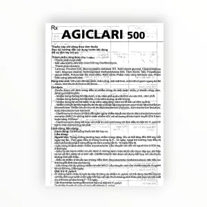 Viên nén bao phim Agiclari 500 Clarithromycin 500mg kháng khuẩn macrolid, trị nhiễm khuẩn hô hấp, da, H. pylori, MAC (Hộp 1 vỉ x 10 viên nén bao phim) 18 1 Agiclari 500 4