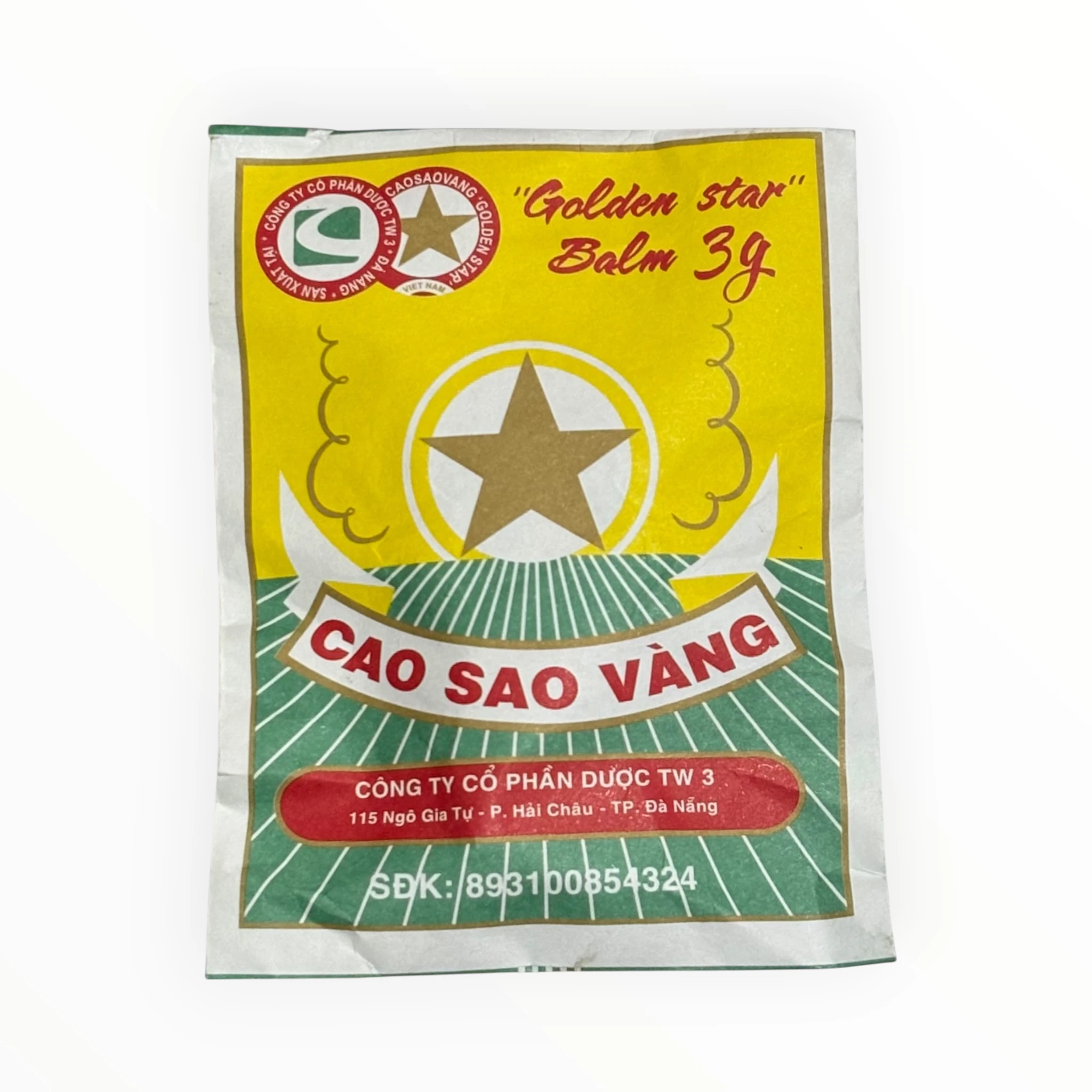 Cao dùng ngoài Cao sao vàng Menthol cảm lạnh, cảm cúm, nhức đầu, say tàu xe, đau nhức cơ (Hộp 1 lọ 3g) 1 1 Cao sao vàng