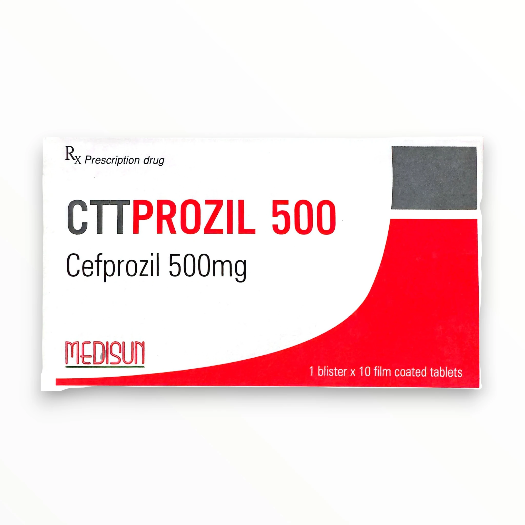 Thuốc Cttprozil Cefprozil 500 mg điều trị nhiễm khuẩn (Hộp 1 vỉ x 10 viên nén dài bao phim) 1 1 Cttprozil 500