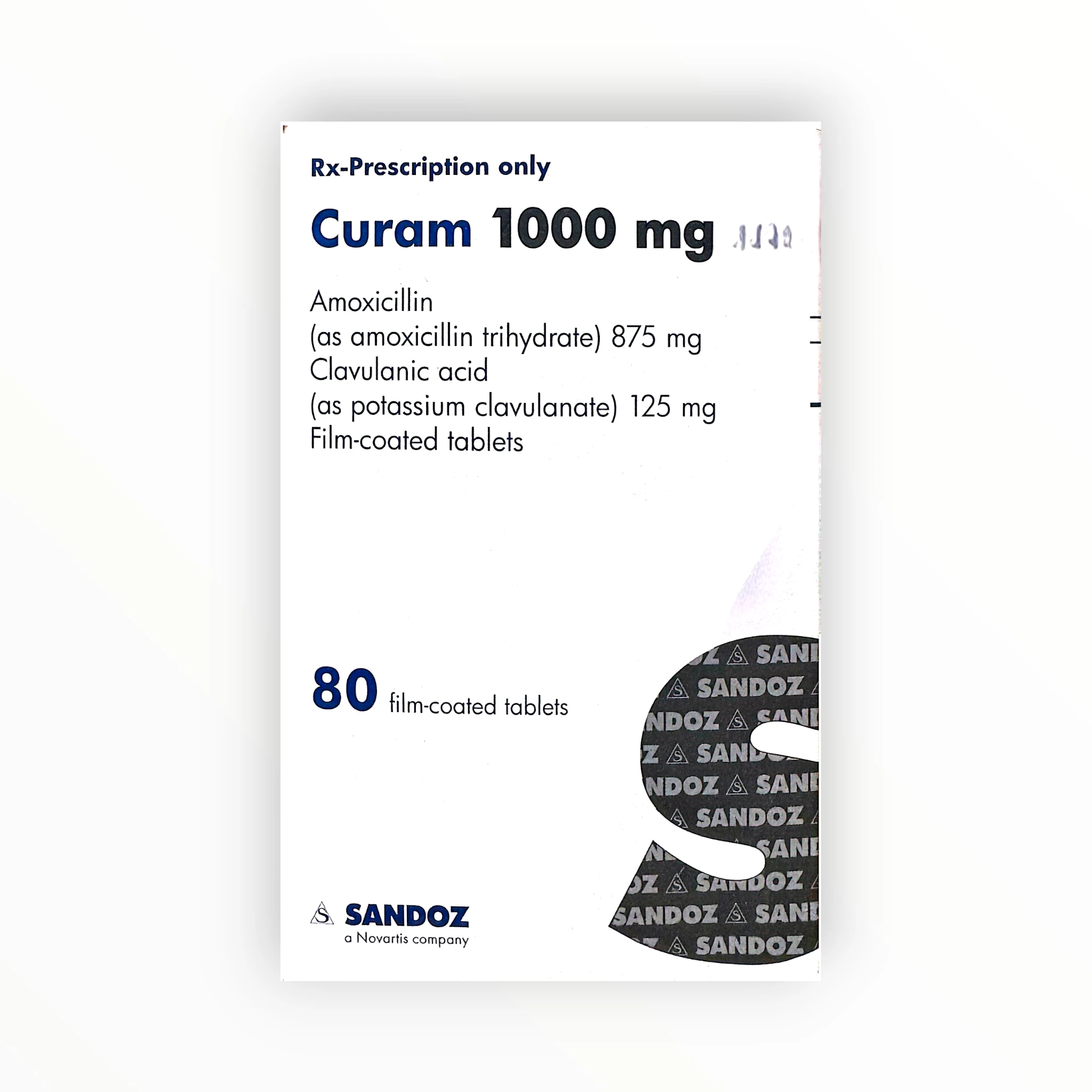 Viên nén bao phim Curam 1000mg Amoxicillin 875mg + Acid clavulanic 125mg kháng khuẩn nhóm beta-lactam + ức chế beta-lactamase (Hộp 10 vỉ x 8 viên nén bao phim) 1 1 Curon 1000mg