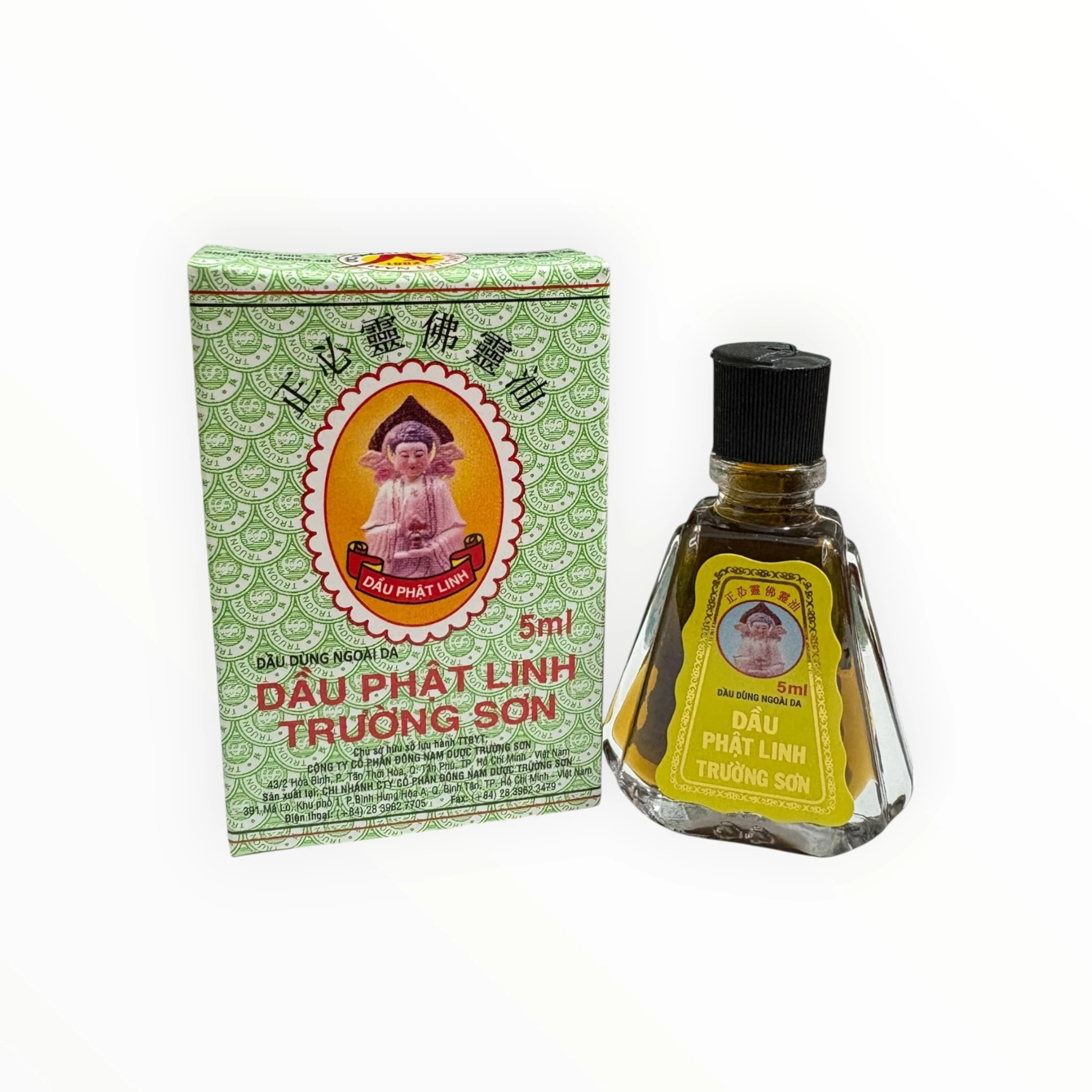 Dầu dùng ngoài da Dầu Phật Linh Trường Sơn Menthol hỗ trợ cảm cúm, nhức đầu, say tàu xe, đau bụng (Hộp 1 lọ 5ml) 1 1 Dầu phật Linh trường sơn (chai to)