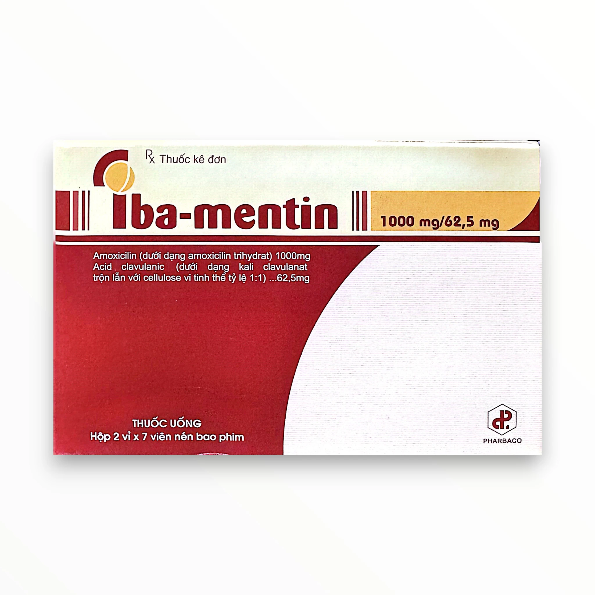 Thuốc Iba-mentin điều trị nhiễm khuẩn (Hộp 2 vỉ x 7 viên nén bao phim) 1 1 Iba mentin