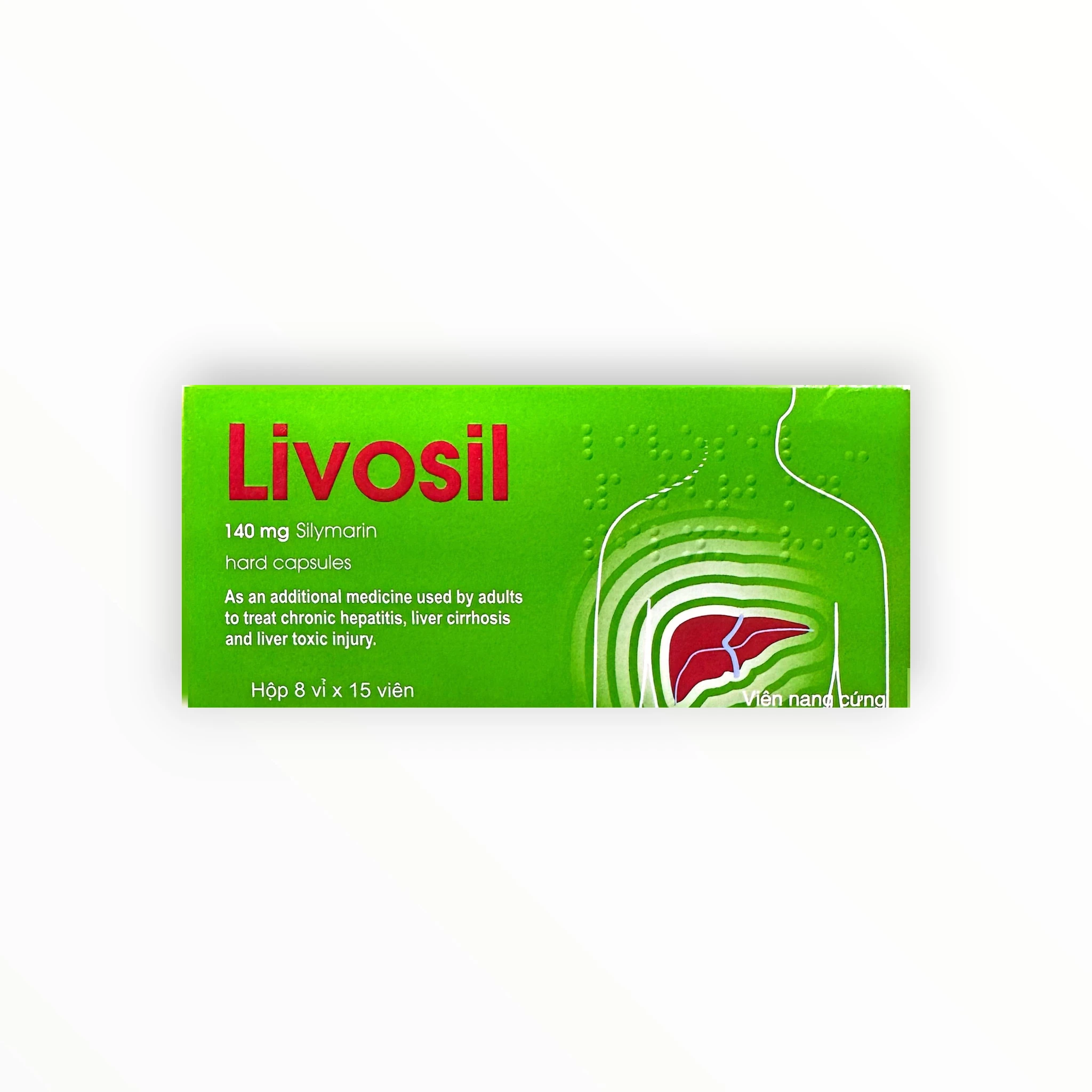 Viên nang cứng Livosil Silymarin 140 mg hỗ trợ điều trị viêm gan, xơ gan (Hộp 8 vỉ x 15 viên nang cứng) 1 1 Livosil