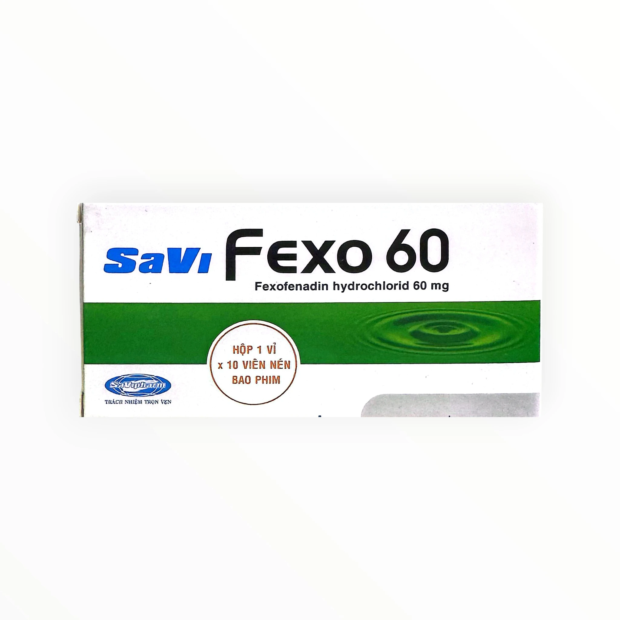 Thuốc Savi Fexo 60mg Fexofenadin hydrochlorid điều trị viêm mũi dị ứng và mày đay (Hộp 1 vỉ x 10 viên) 1 1 Savi Fexo 60