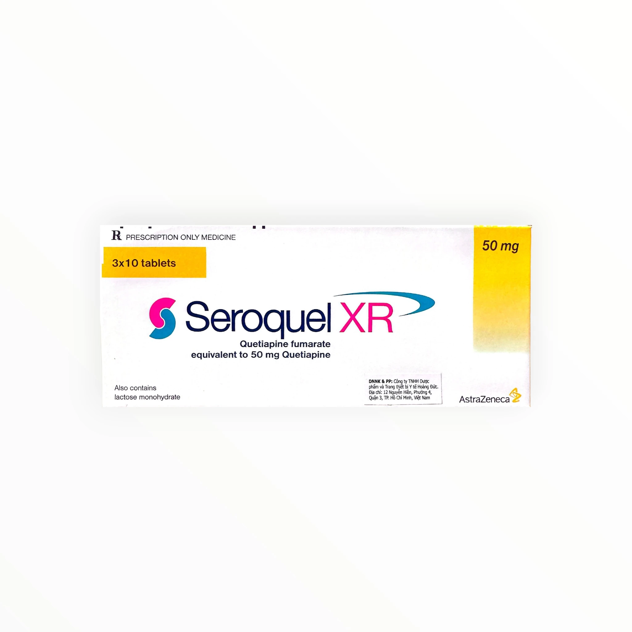 Thuốc Seroquel XR Quetiapin 50 mg điều trị tâm thần phân liệt, rối loạn lưỡng cực (Hộp 3 vỉ x 10 viên) 1 1 Seroquel XR 50mg