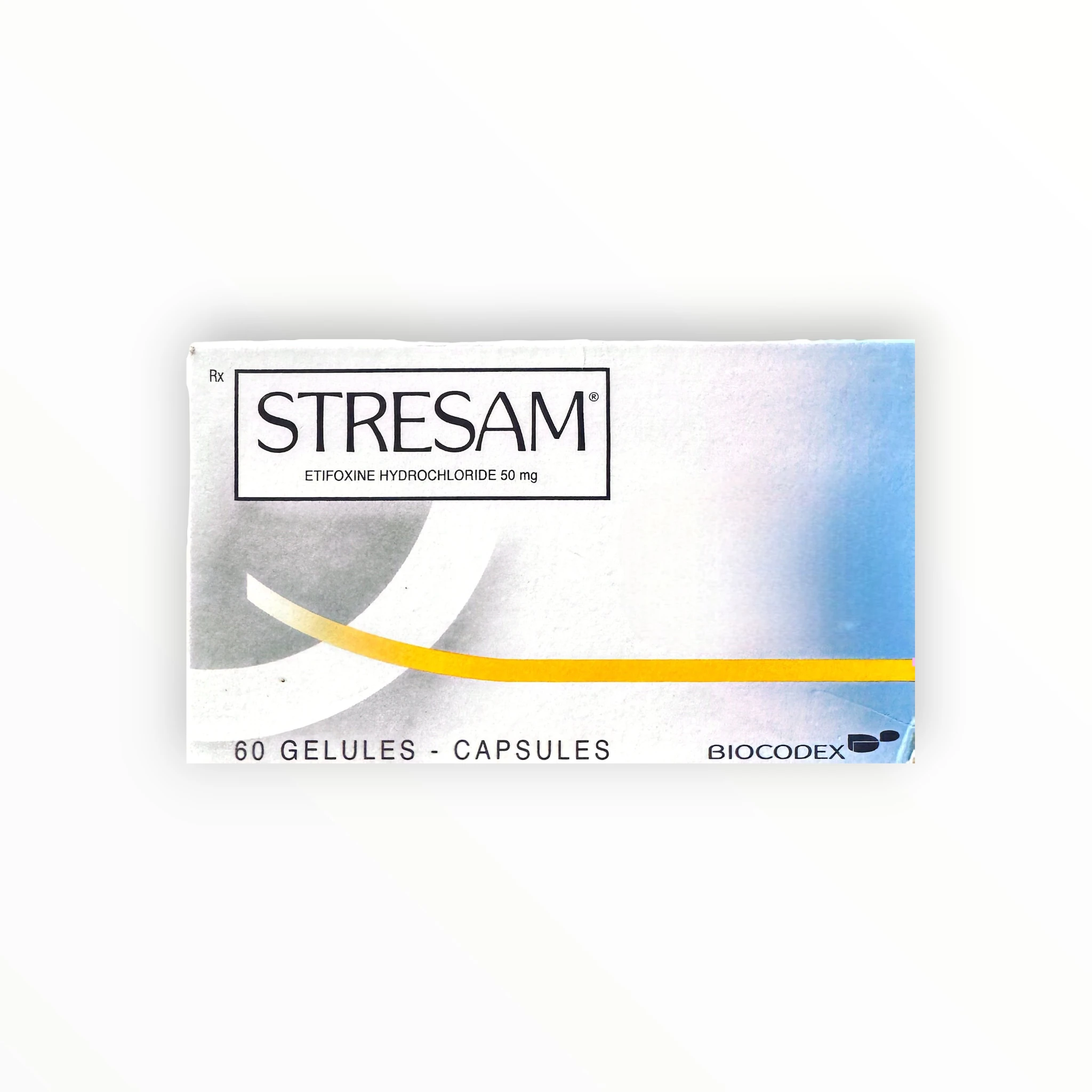 Viên nang cứng Stresam 50 Etifoxin 50 mg điều trị lo âu, căng thẳng (Hộp 3 vỉ x 20 viên nang cứng) 1 1 Stresam