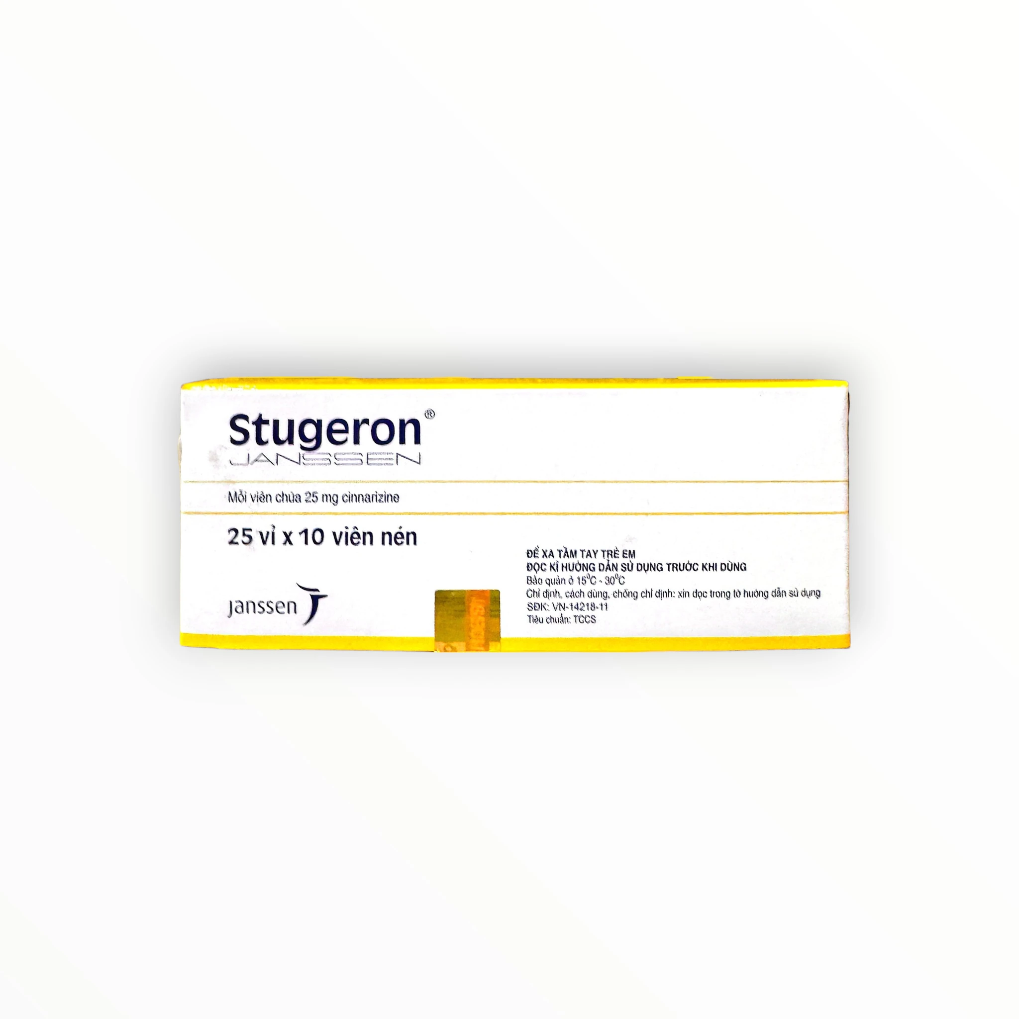 Viên nén Stugeron Cinnarizin 25 mg điều trị rối loạn thăng bằng, chóng mặt (Hộp 25 vỉ x 10 viên nén) 1 1 Stugeron