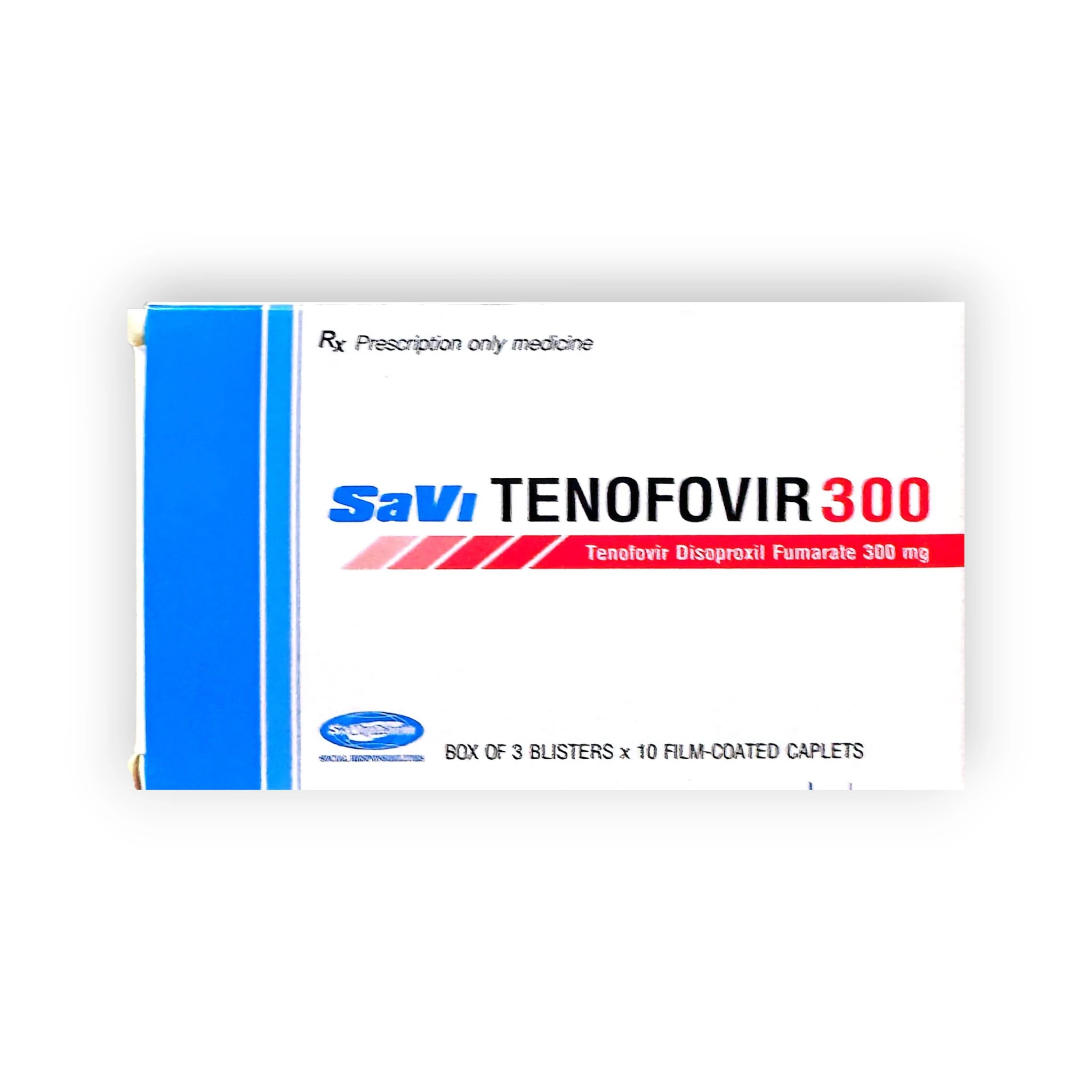 Viên nén bao phim SaVi Tenofovir 300 Tenofovir disoproxil fumarat 300 mg điều trị HIV, viêm gan B (Hộp 3 vỉ x 10 viên nén bao phim) 1 1 Tenofovir 300 Savi