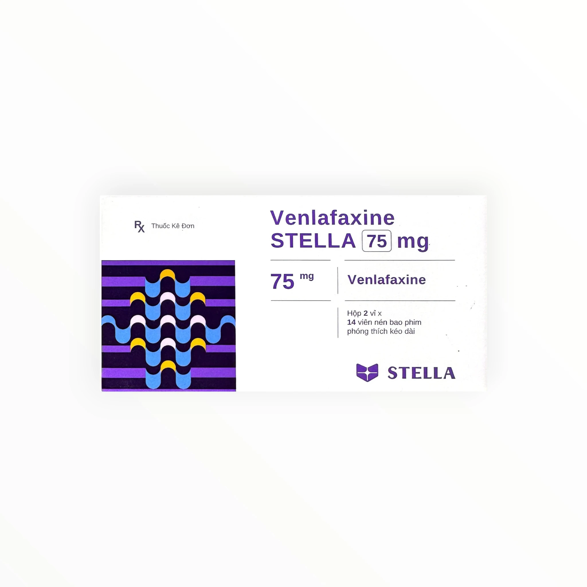 Thuốc Venlafaxine stella 75 mg điều trị trầm cảm nặng, rối loạn lo âu (Hộp 2 vỉ x 14 viên) 1 1 Venlafaxine stella 75mg (Venlafaxine stella 75mg)