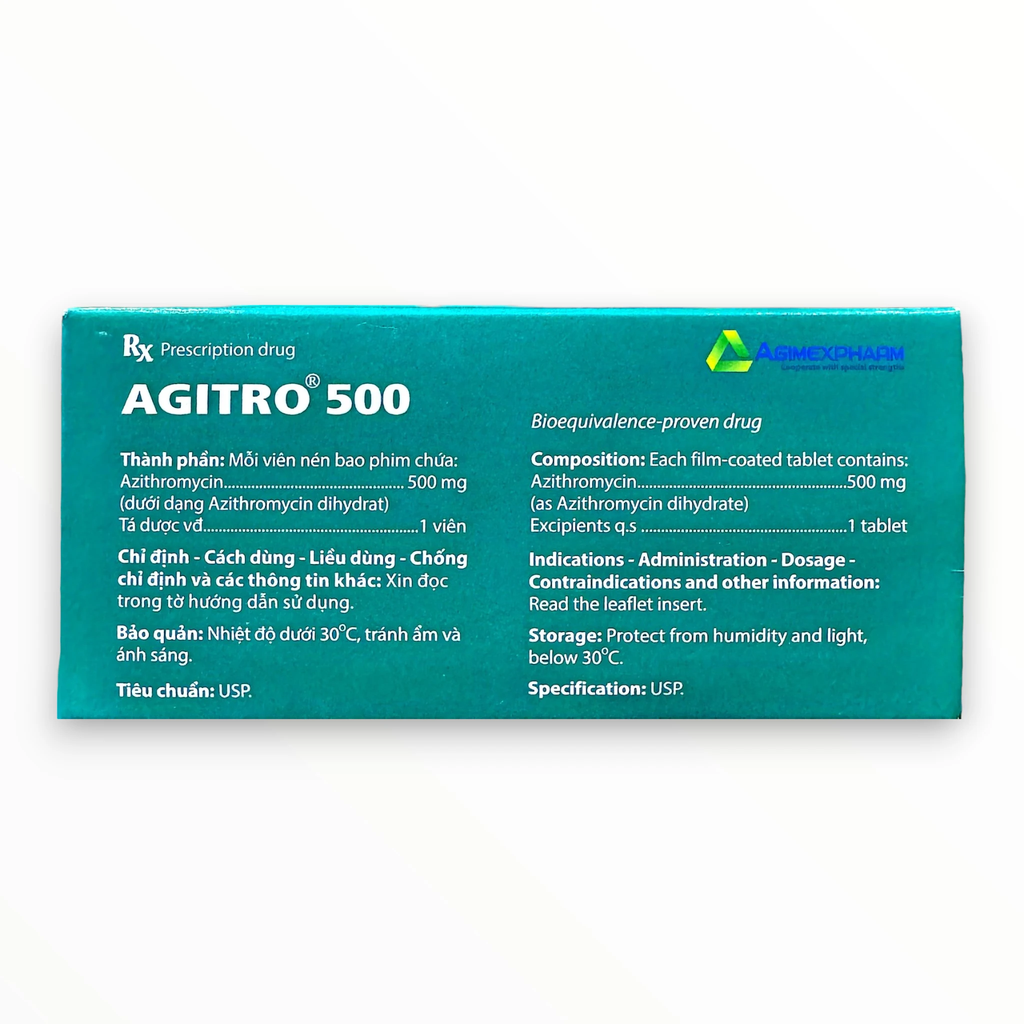 Thuốc Agimexpharm Azithromycin 500 mg điều trị nhiễm khuẩn (Hộp 1vỉ x3 viên) 2 2 Agitro 500
