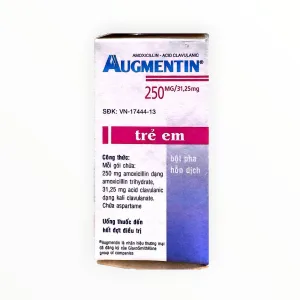 Bột pha hỗn dịch uống Augmentin 250mg Amoxicillin 250mg, Acid Clavulanic 31.25mg kháng khuẩn beta-lactam + ức chế beta-lactamase (Hộp 12 gói) 4 2 Augmentin 250mg