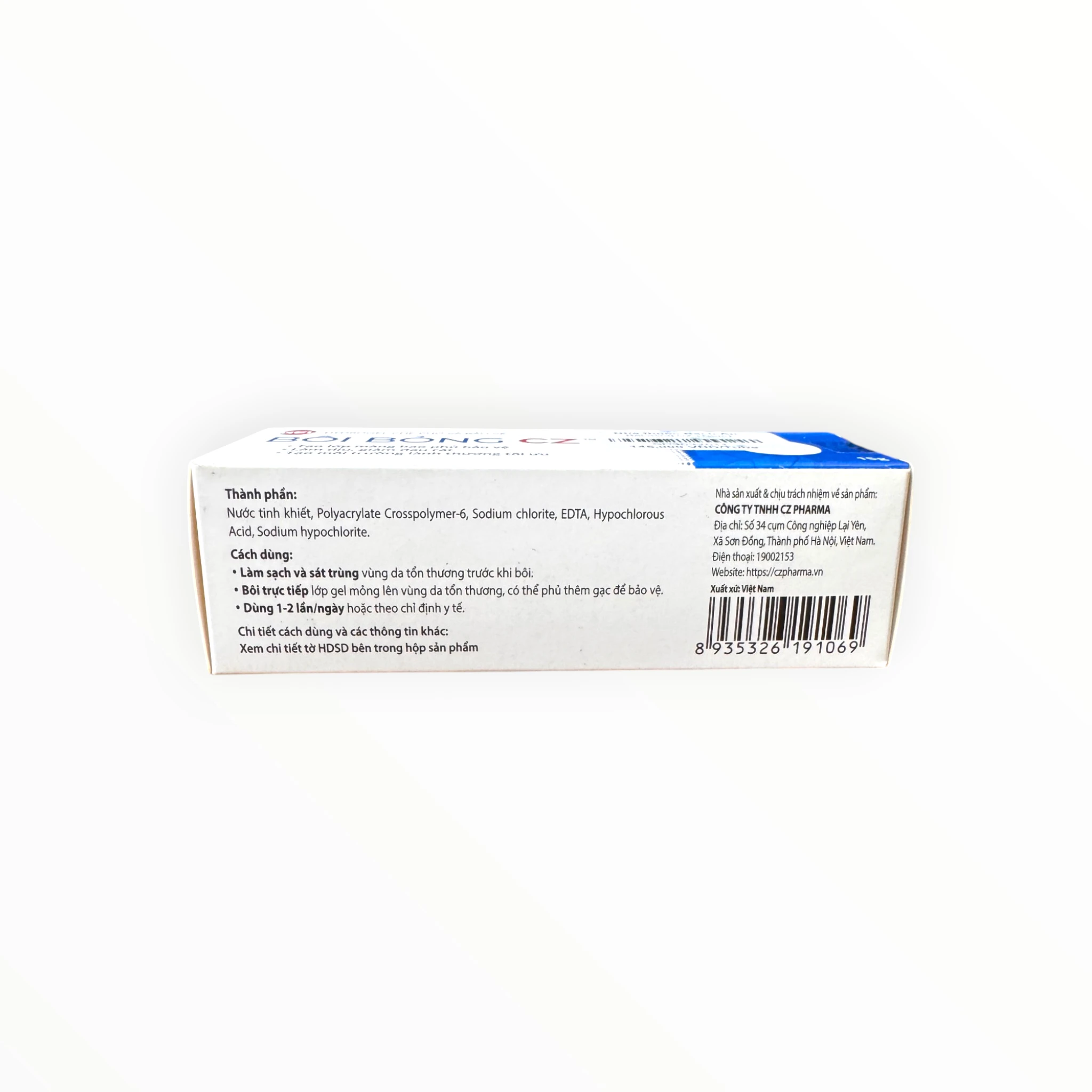 Hydrogel Bôi Bỏng CZ Hypochlorous Acid, Sodium chlorite che phủ bảo vệ, làm dịu, giảm đau vết bỏng (Tuýp 15g) 2 2 Bôi Bỏng CZ