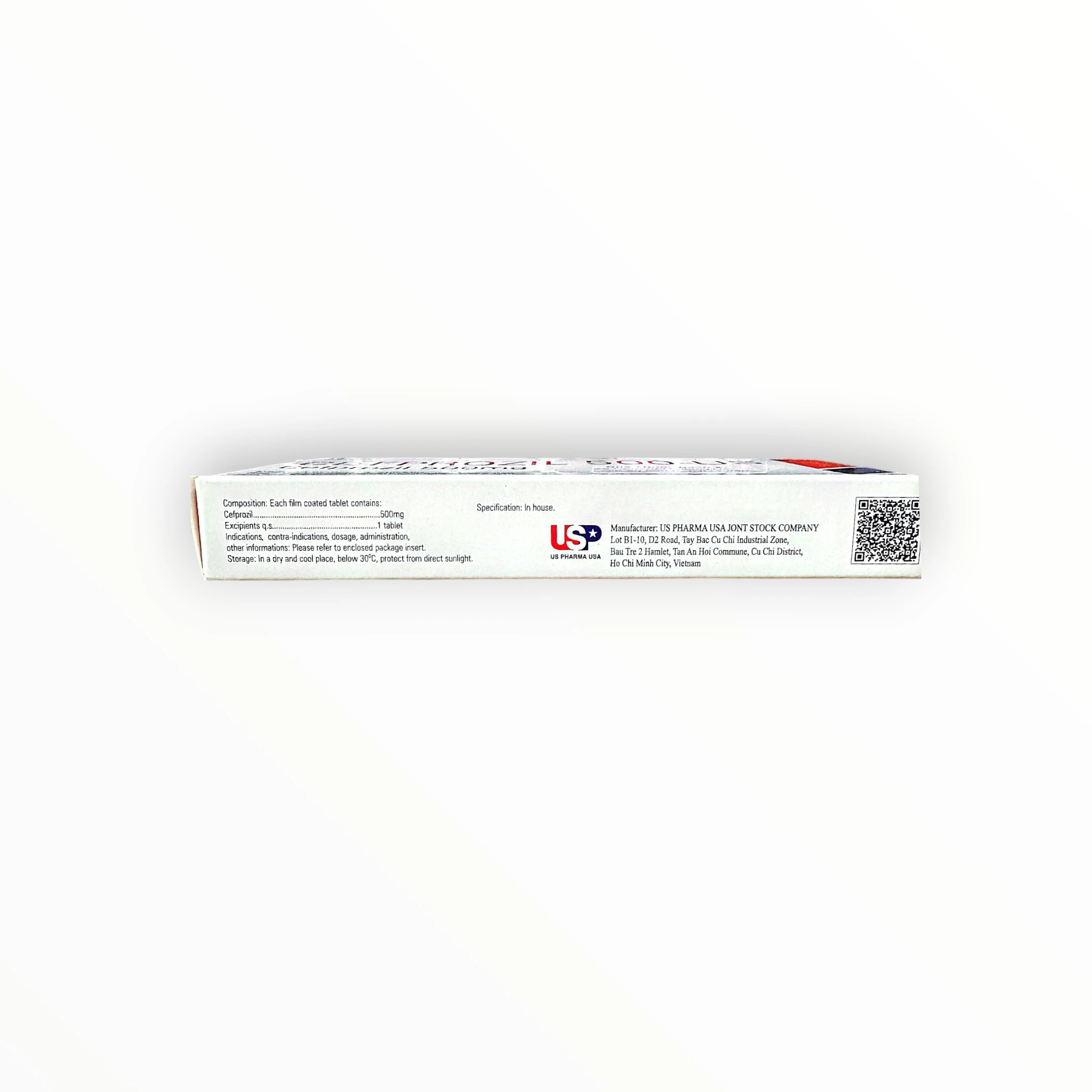Viên nén bao phim Cefprozil 500-US Cefprozil 500mg kháng khuẩn cephalosporin thế hệ 2, trị nhiễm khuẩn hô hấp, tai, da (Hộp 1 vỉ x 10 viên nén bao phim) 2 2 Cefprozil 500