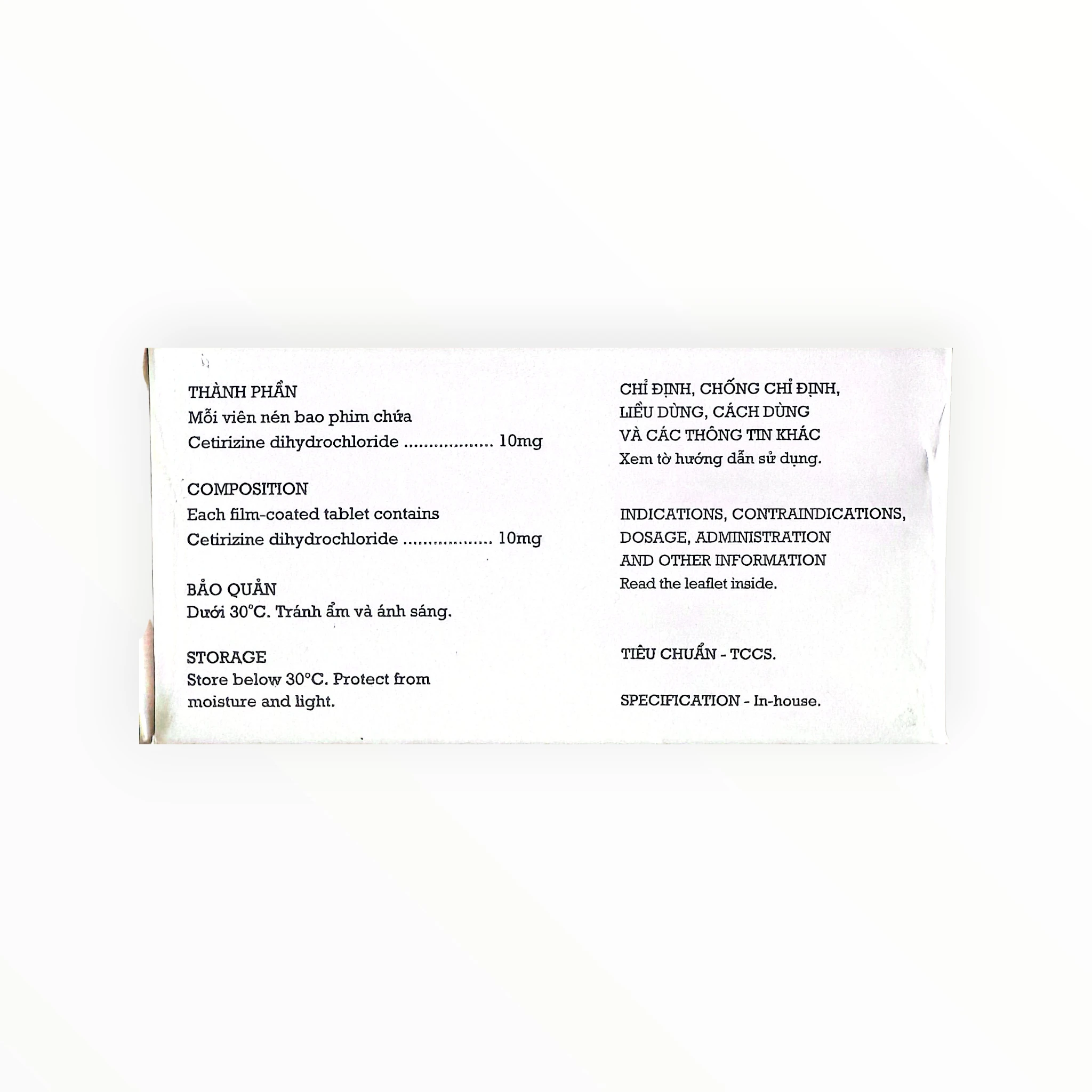 Thuốc Cetirizine EG 10mg Cetirizine dihydrochloride điều trị viêm mũi dị ứng và mày đay (Hộp 10 vỉ x 10 viên) 2 2 Cetirizine EG10mg