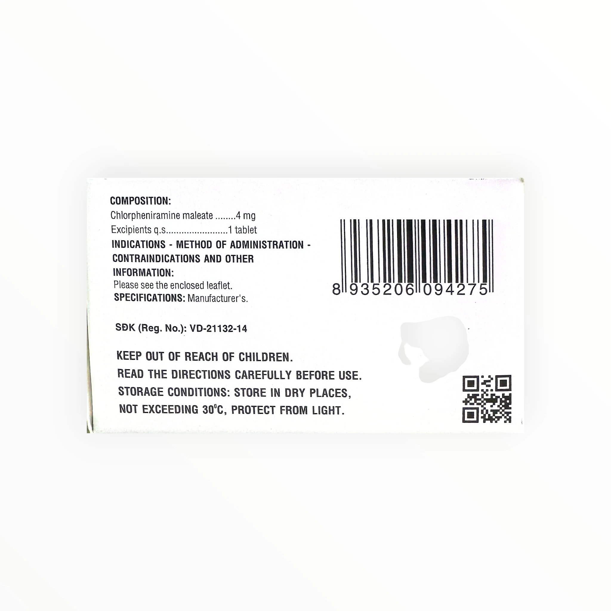 Thuốc Clorpheniramin 4mg Clorpheniramin maleat điều trị triệu chứng dị ứng (Hộp 10 vỉ x 20 viên) 2 2 Clorpheniramin 4