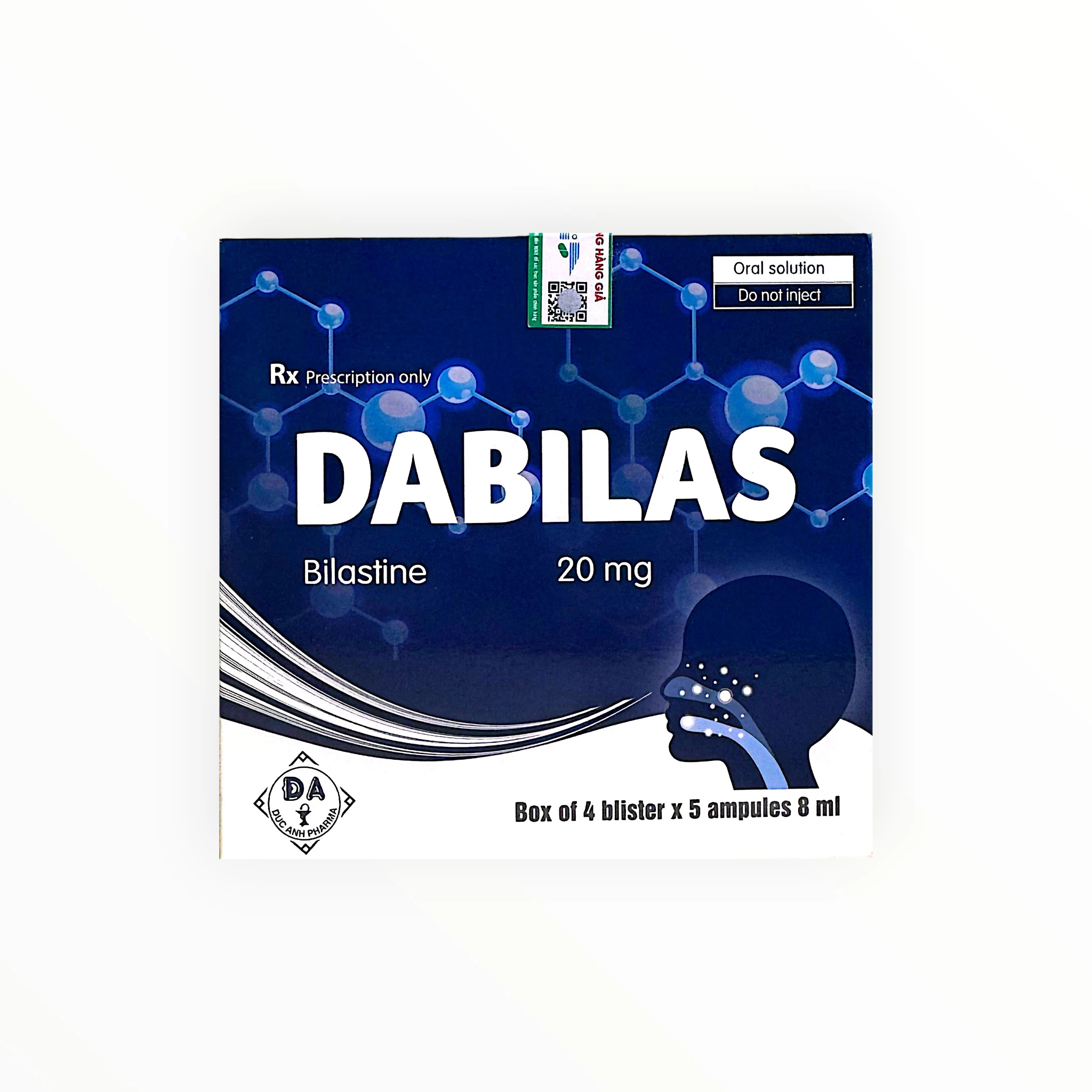 Thuốc Dabilas 20mg Bilastine điều trị viêm mũi dị ứng và mày đay (Hộp 4 vỉ x 5 ống 8 ml) 2 2 Dabilas