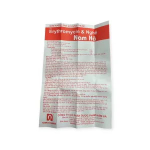 Kem bôi da Erythromycin & Nghệ Nam Hà Erythromycin 0,4g, Nghệ tươi 2,0g kháng khuẩn, trị mụn, liền da (Tuýp 10g) 4 2 Erythromycin