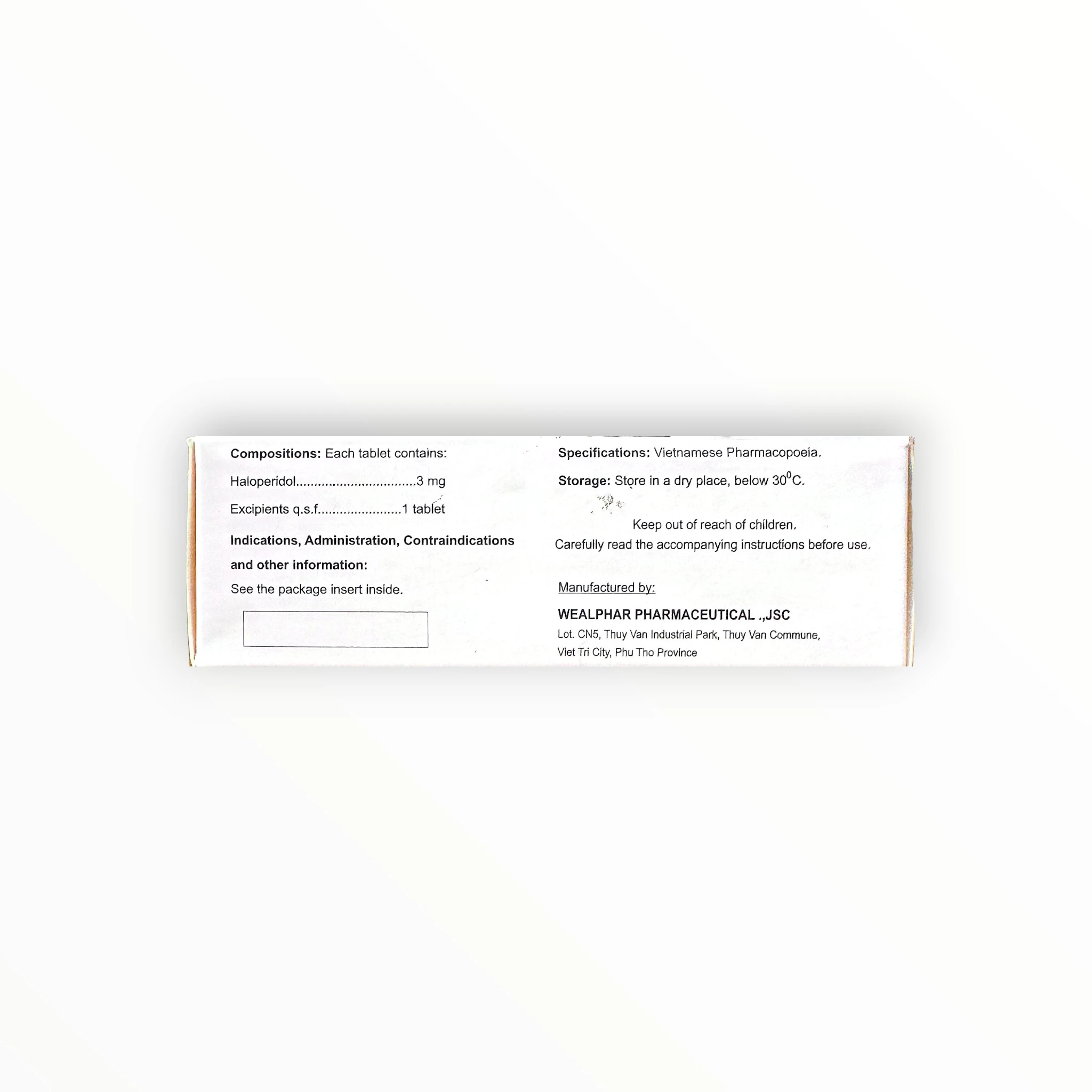 Viên nén HALOPERIDOL DWP 3 mg Haloperidol 3 mg điều trị tâm thần phân liệt, rối loạn tâm thần (Hộp 6 vỉ x 10 viên nén) 2 2 Haloperidol DWP 3mg