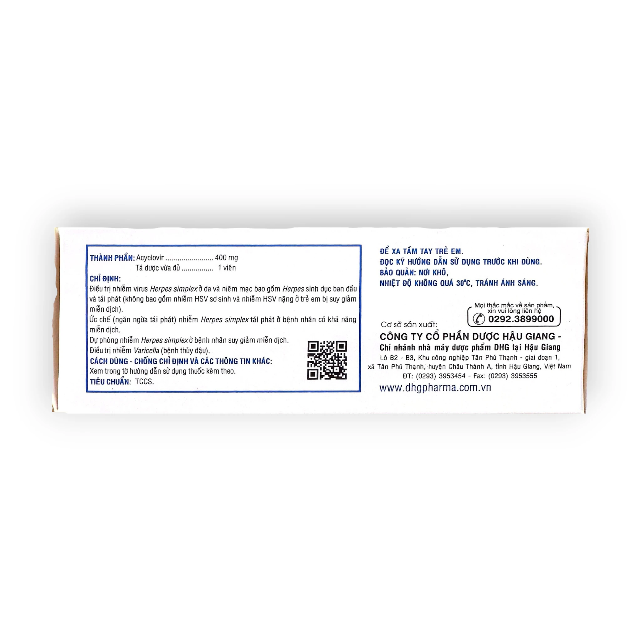 Viên nén Medskin Clovir 400 Acyclovir 400 mg kháng virus Herpes simplex, dự phòng tái phát (Hộp 6 vỉ x 10 viên nén) 2 2 Medskin clovir 400