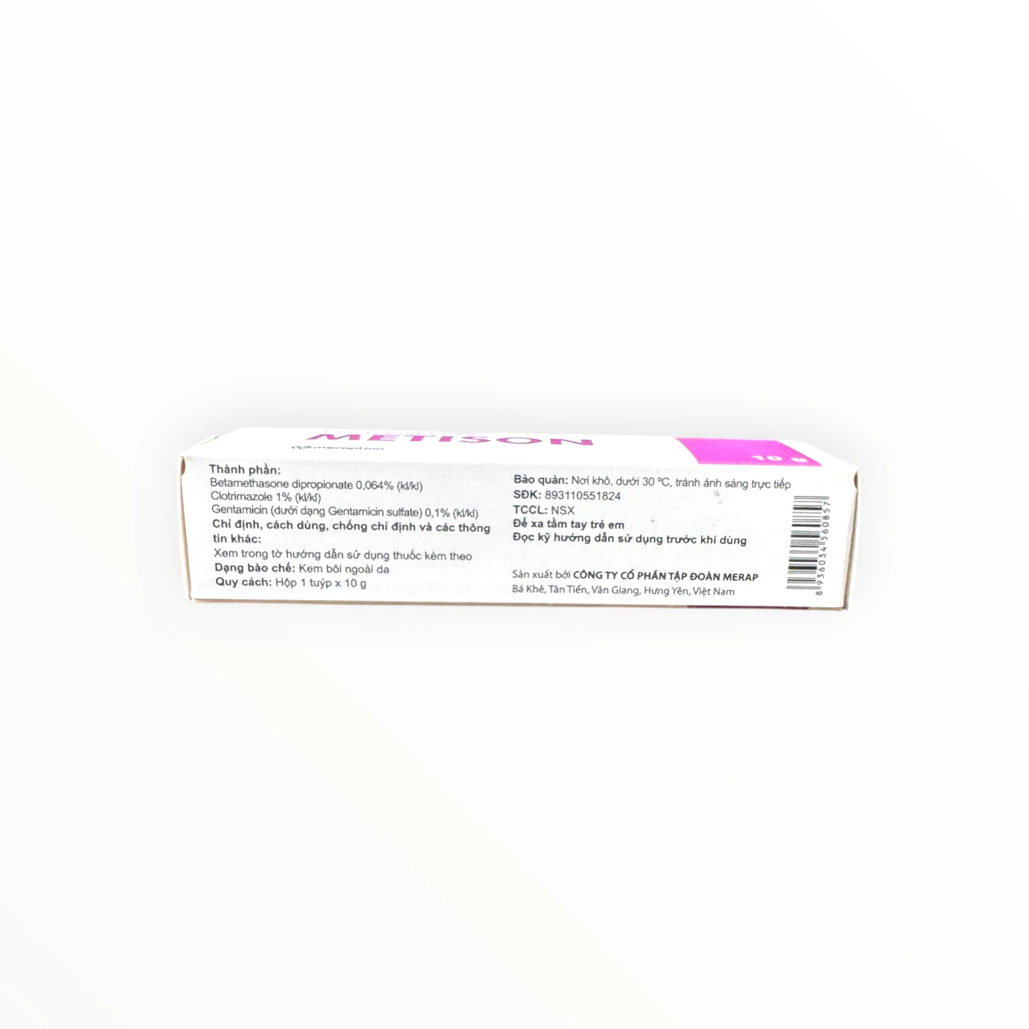 Kem bôi Metison Betamethason dipropionat 0,064%, Clotrimazol 1%, Gentamicin 0,1% chống viêm, kháng nấm, kháng khuẩn, trị viêm da dị ứng nhieu khuan (Tuýp 10g) 2 2 Metison