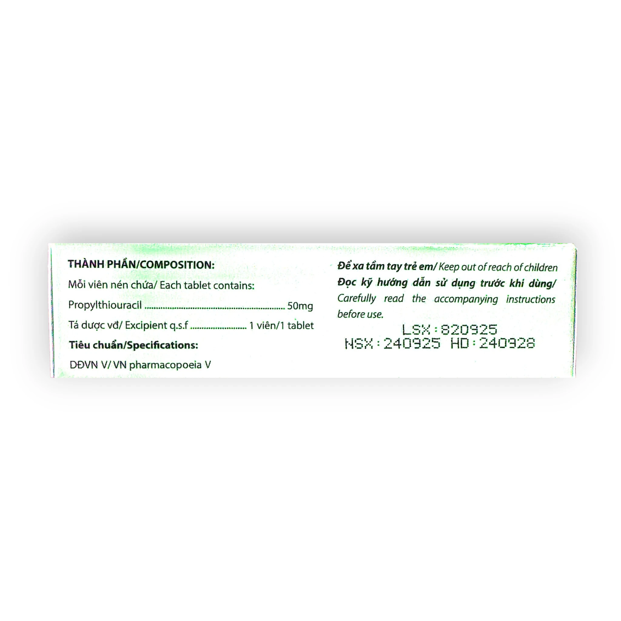 Viên nén PTU Propylthiouracil 50 mg kháng giáp, điều trị cường giáp, nhiễm độc giáp (Hộp 4 vỉ x 25 viên nén) 2 2 PTU