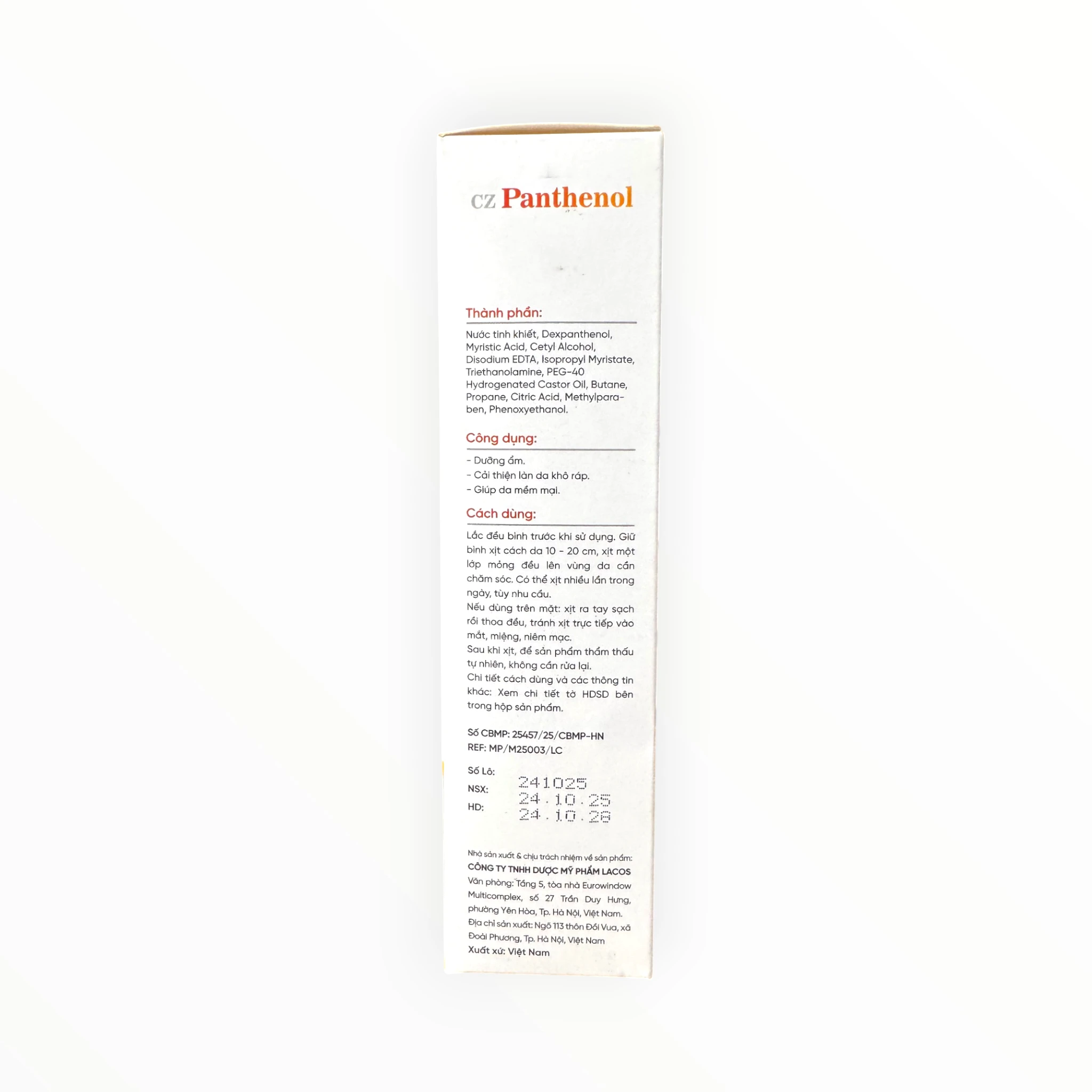 Dung dịch xịt CZ Panthenol Spray Dexpanthenol dưỡng ẩm, cải thiện da khô ráp, giúp da mềm mại (Bình xịt 150ml) 2 2 Panthenol xịt