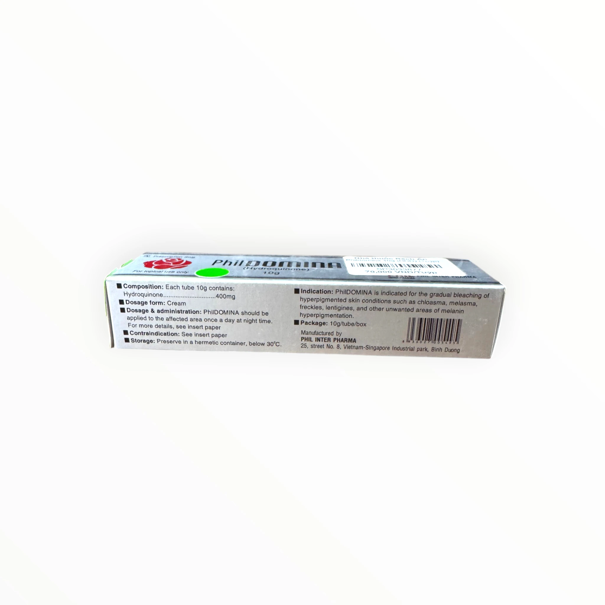 Kem bôi Phil Domina (Hydroquinone 4%) Hydroquinone 4% tẩy trắng da, điều trị tăng sắc tố da, nám da, tàn nhang (Tuýp 10g) 2 2 Phil Domia
