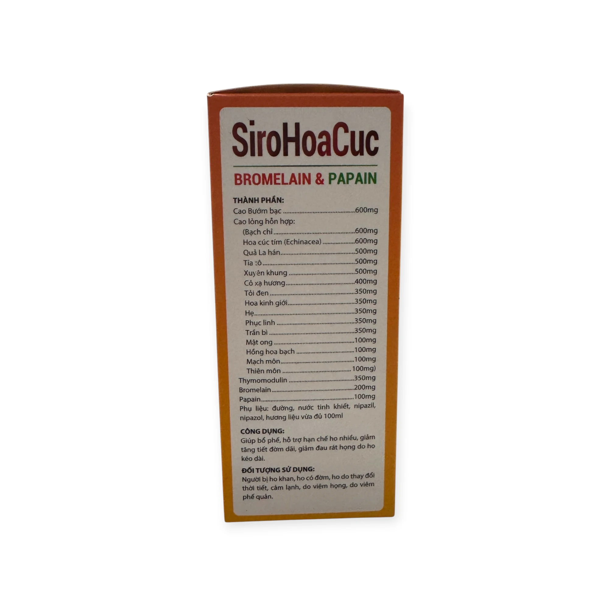Siro Hoa Cúc Bromelain & Papain hỗ trợ bổ phế, giảm ho, giảm đờm (Hộp 1 chai 100ml) 2 2 Siro hoa cúc
