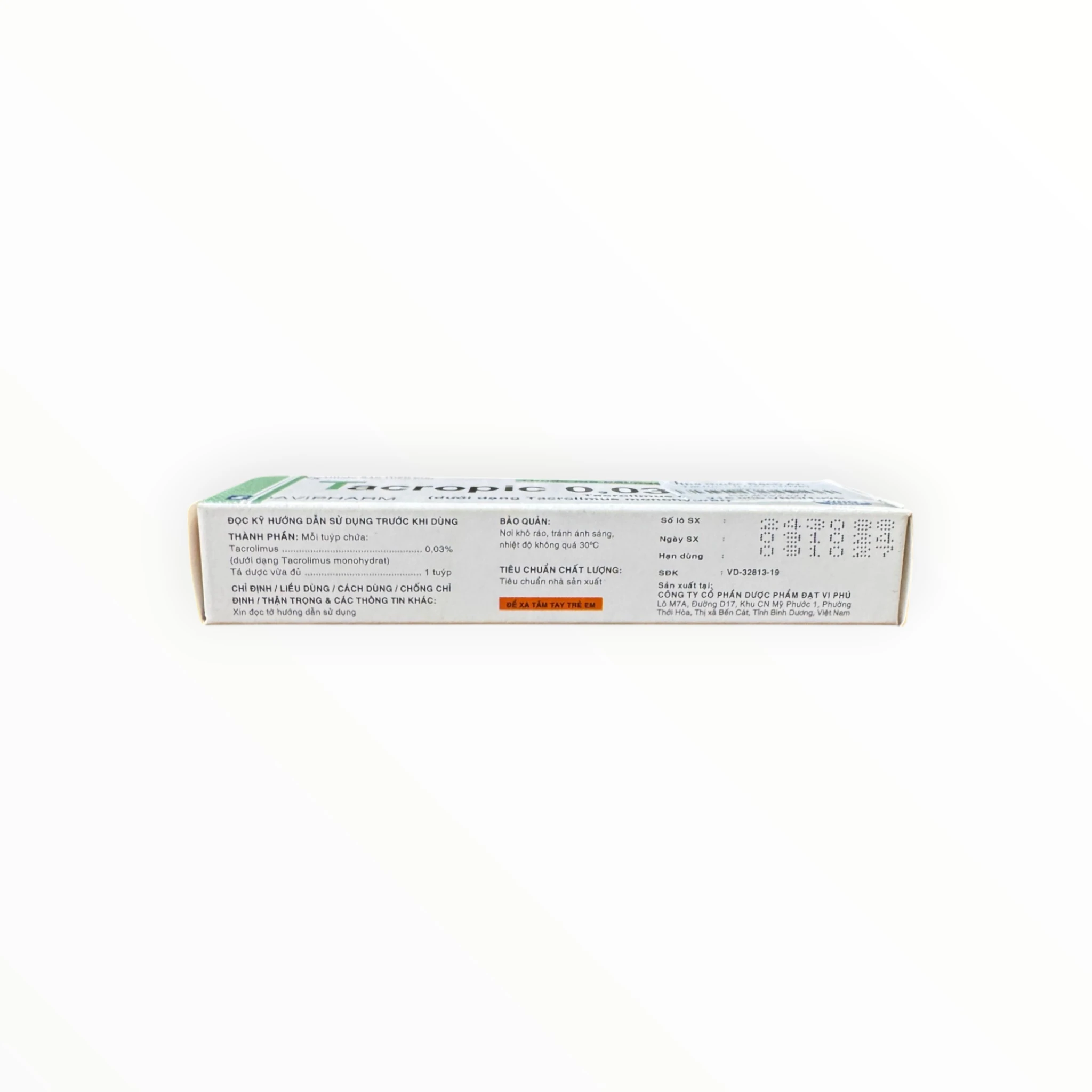 Thuốc mỡ Tacropic 0,03% Tacrolimus điều trị viêm da cơ địa mức độ vừa và nặng ở người lớn và trẻ em từ 2 tuổi (Tuýp 10g) 2 2 Tacropic 0.02 1.webp