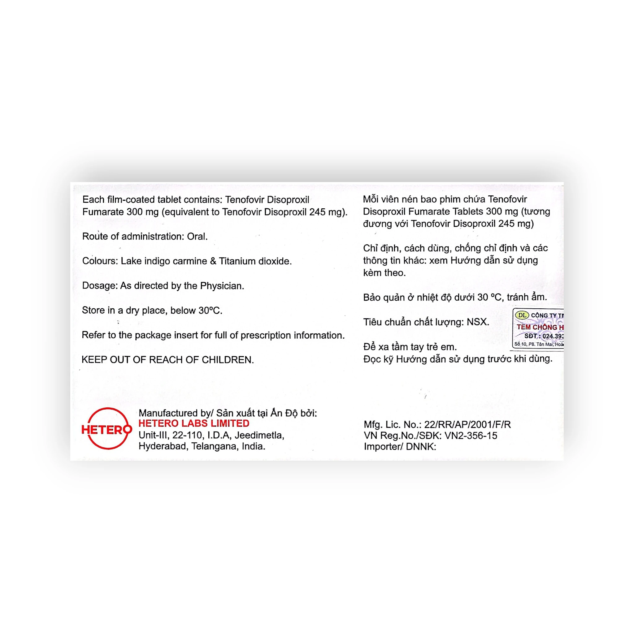 Viên nén bao phim Tenoxil 300 Tenofovir disoproxil fumarate 300 mg điều trị HIV, viêm gan B (Hộp 3 vỉ x 10 viên nén bao phim) 2 2 Tenoxil 300