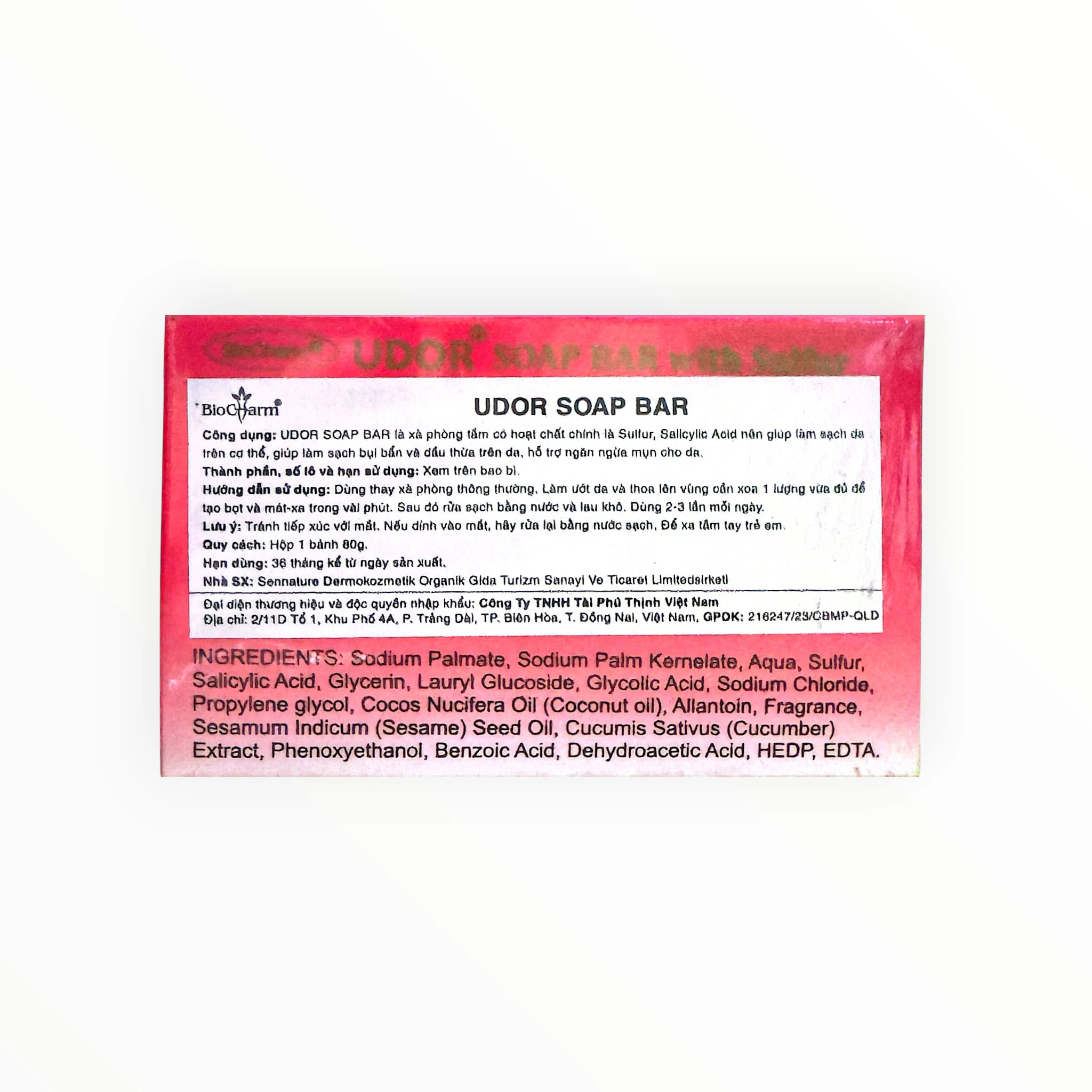 Bánh xà phòng Udor Soap làm sạch da dầu, ngăn ngừa mụn (Bánh 80g) 2 2 Udor