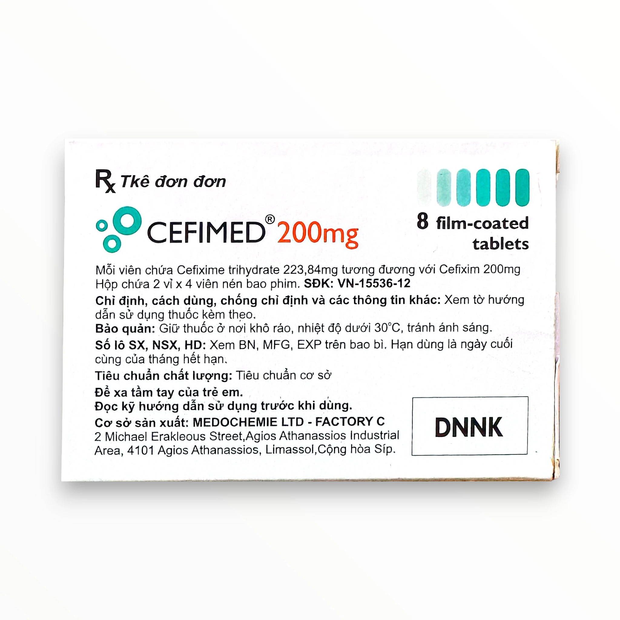 Thuốc Cefimed Cefixime 200 mg kháng sinh trị nhiễm khuẩn (Hộp chứa 2 vỉ x 4 viên nén bao phim) 2 2 cefimed 200mg