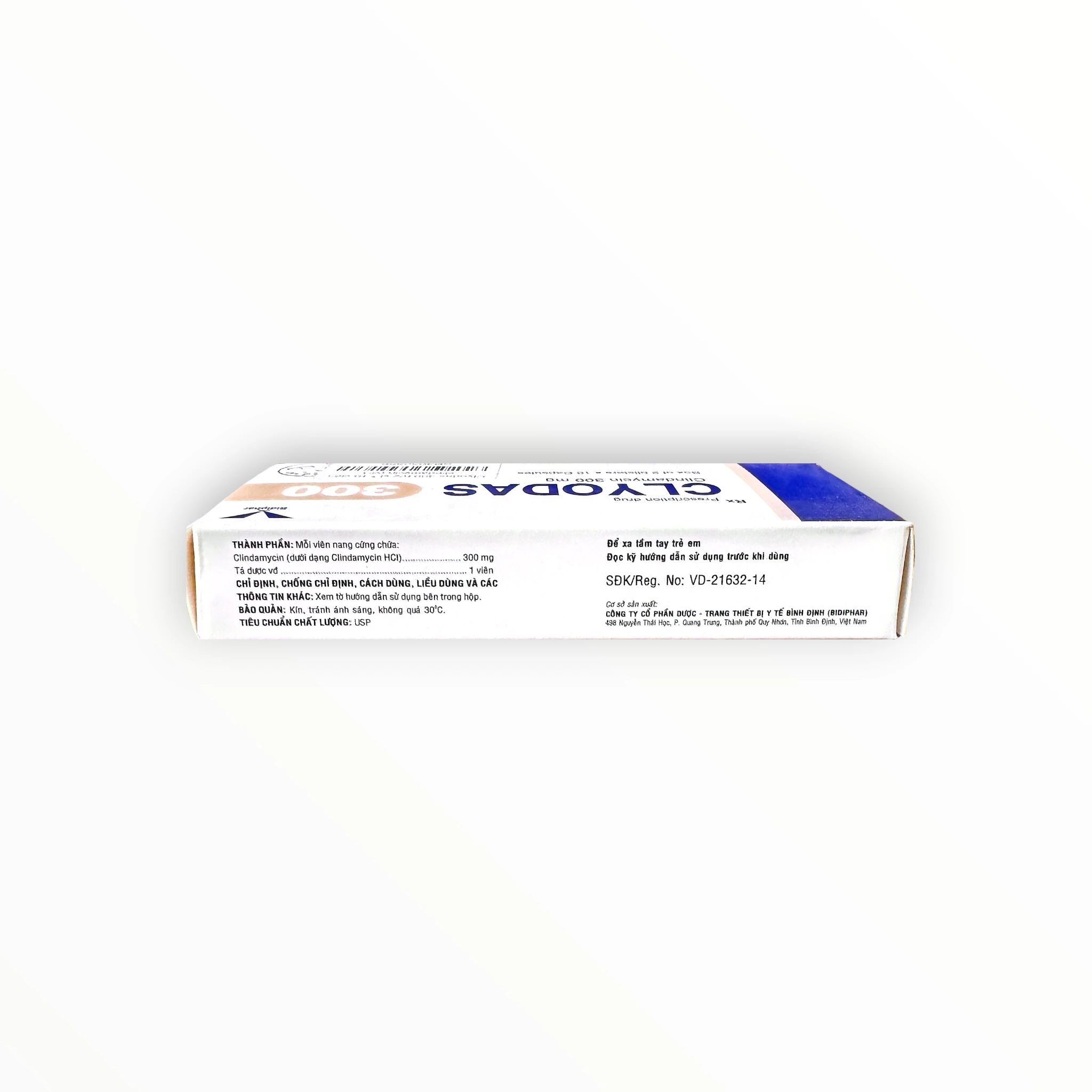 Viên nang cứng Clyodas 300 Clindamycin 300mg kháng khuẩn lincosamid, trị nhiễm khuẩn hô hấp, da, xương khớp (Hộp 2 vỉ x 10 viên nang cứng) 2 2 clyodas 300