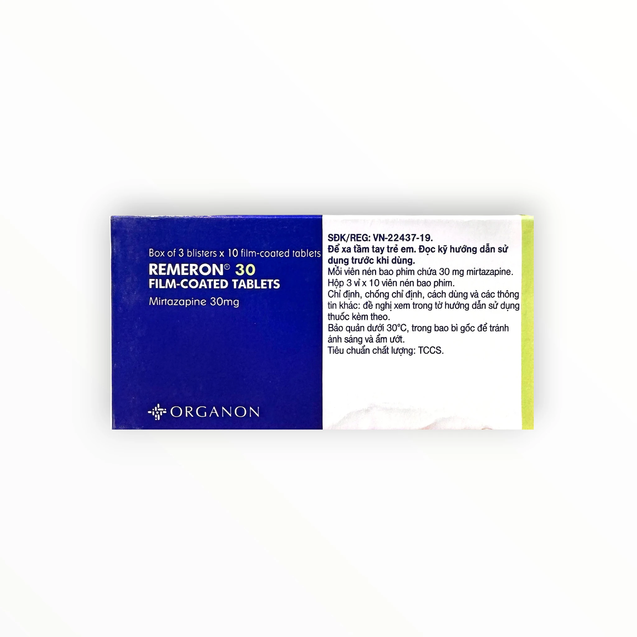 Viên nén bao phim Remeron 30 Mirtazapin 30 mg điều trị trầm cảm nặng (Hộp 3 vỉ x 10 viên nén bao phim) 2 2 remeron 30