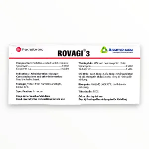 Thuốc Rovagi 3 Spiramycin M.IU điều trị nhiễm khuẩn (Hộp 2 vỉ x 5 viên nén bao phim) 5 2 rovagi 3