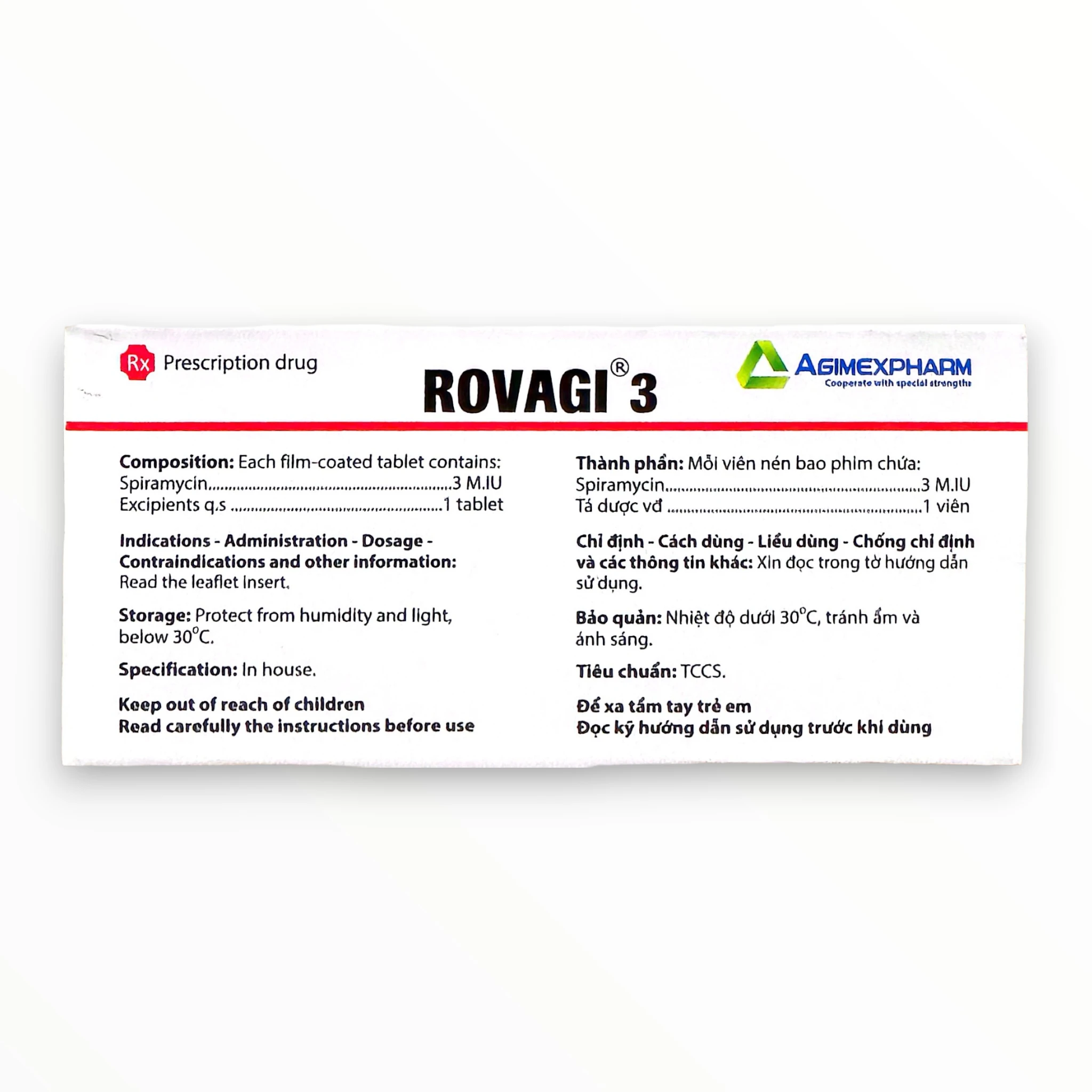 Thuốc Rovagi 3 Spiramycin M.IU điều trị nhiễm khuẩn (Hộp 2 vỉ x 5 viên nén bao phim) 2 2 rovagi 3