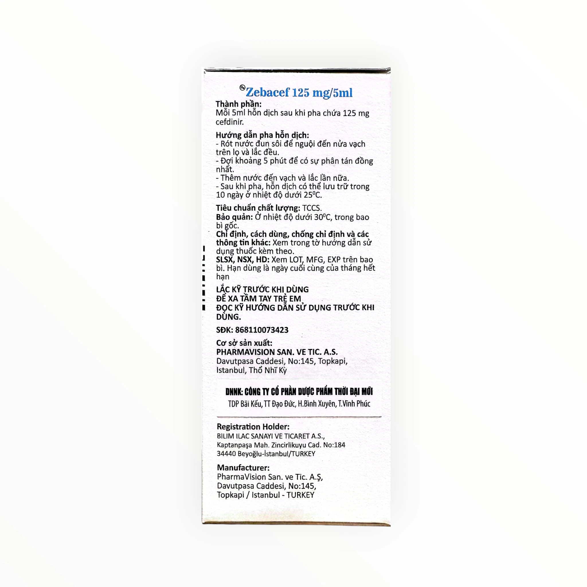 Thuốc Zebacef 125mg/5ml Cefdinir điều trị nhiễm khuẩn (Hộp 1 lọ 100ml) 2 2 zebacef 125mg