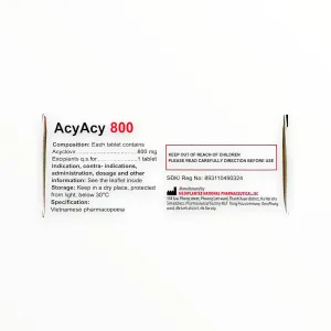 Viên nén Acycy 800 Acyclovir 800 mg kháng virus Herpes simplex, Herpes zoster, thủy đậu (Hộp 05 vỉ x 04 viên) 8 3 Acycy 800