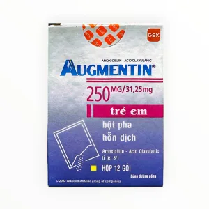Bột pha hỗn dịch uống Augmentin 250mg Amoxicillin 250mg, Acid Clavulanic 31.25mg kháng khuẩn beta-lactam + ức chế beta-lactamase (Hộp 12 gói) 5 3 Augmentin 250mg