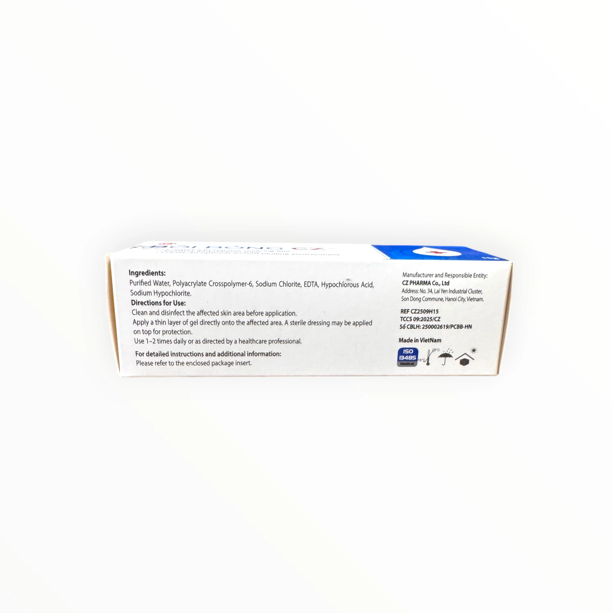 Hydrogel Bôi Bỏng CZ Hypochlorous Acid, Sodium chlorite che phủ bảo vệ, làm dịu, giảm đau vết bỏng (Tuýp 15g) 3 3 Bôi Bỏng CZ