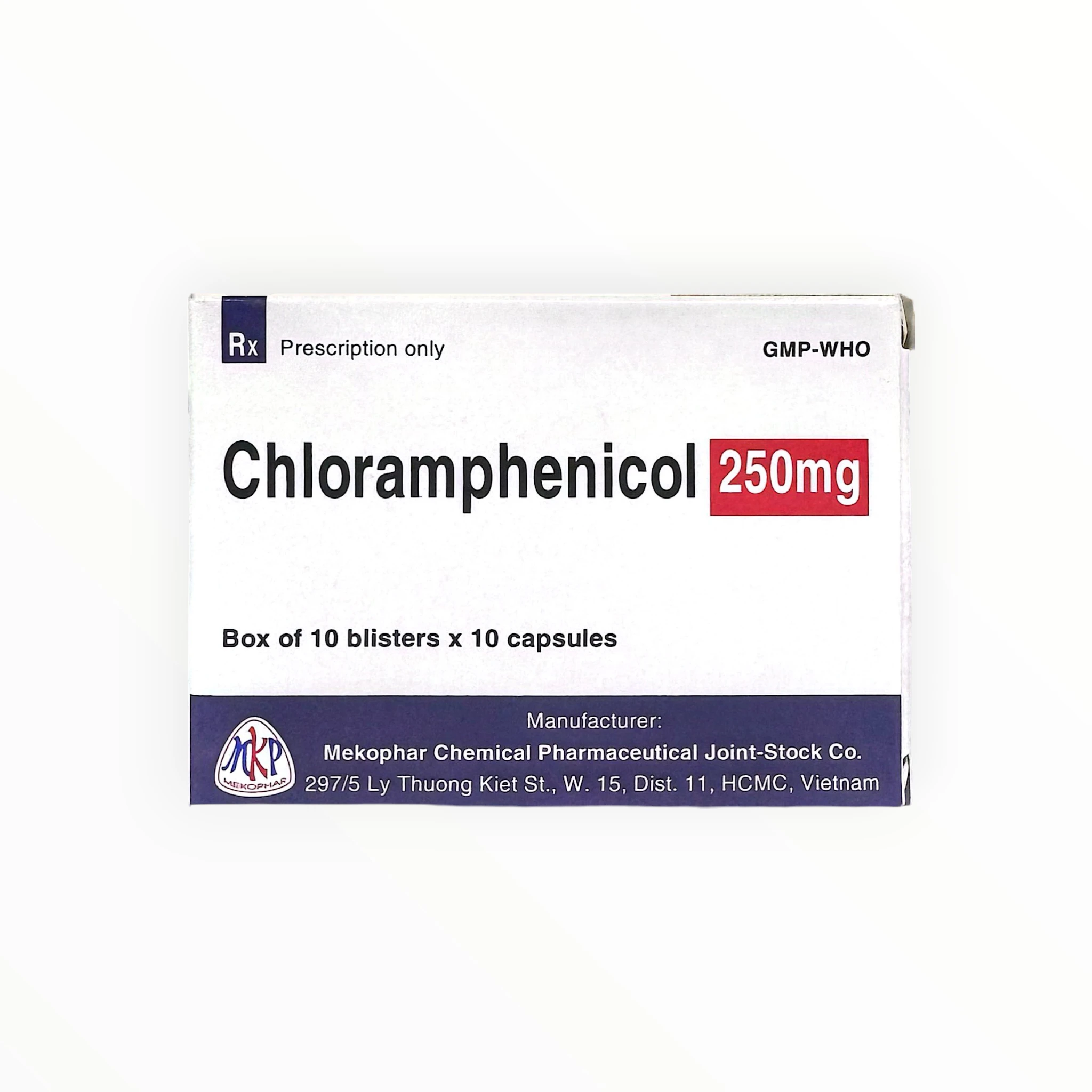 Thuốc Mekophar 250mg Cloramphenicol điều trị nhiễm khuẩn (Hộp 10 vỉ x 10 viên) 1 3 Chloramphenicol 250mg 1