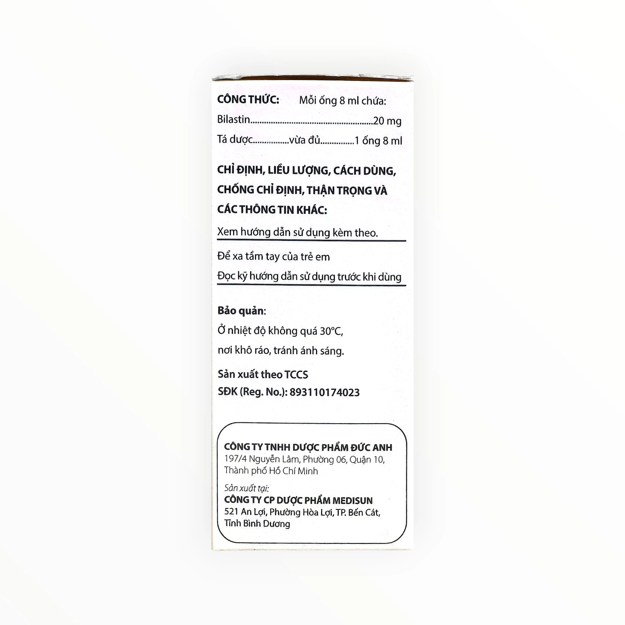 Thuốc Dabilas 20mg Bilastine điều trị viêm mũi dị ứng và mày đay (Hộp 4 vỉ x 5 ống 8 ml) 3 3 Dabilas