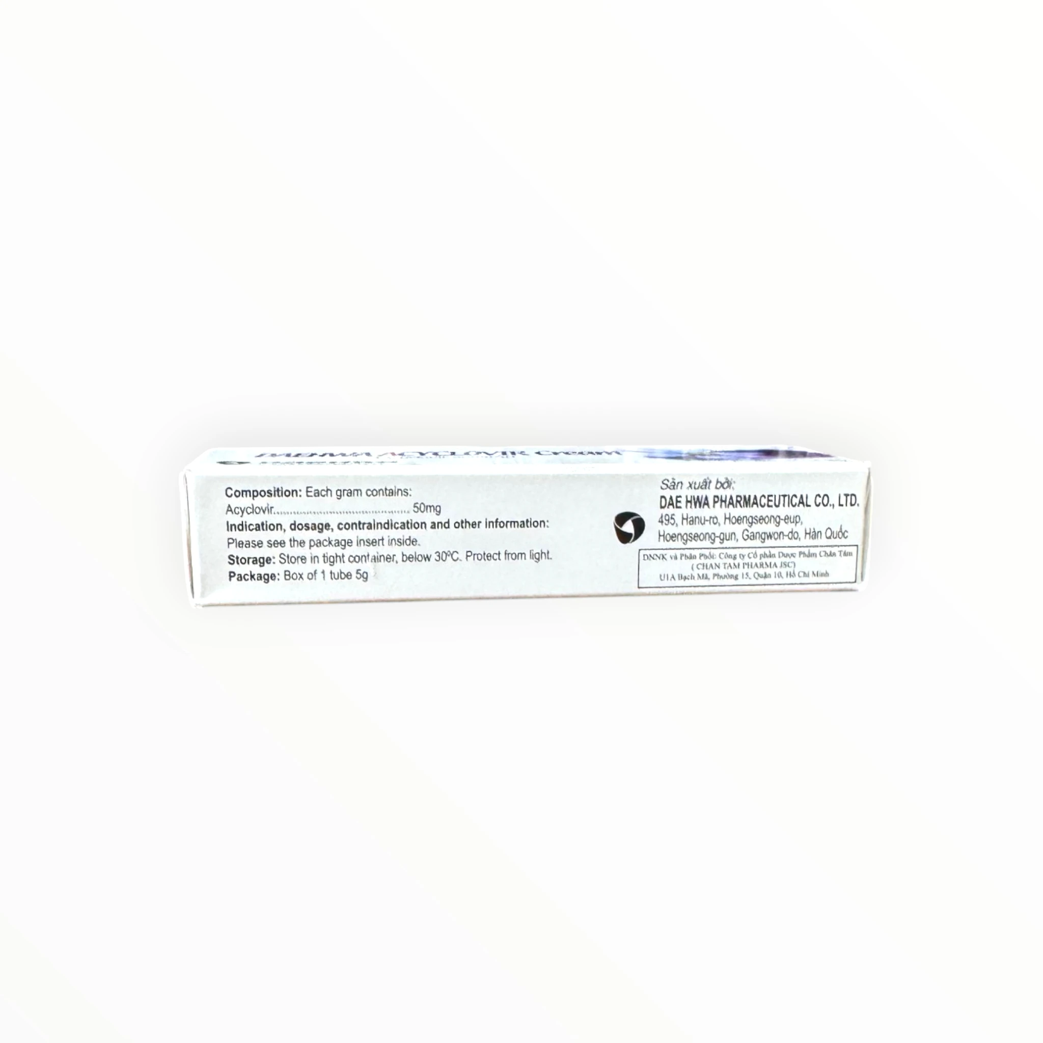 Kem bôi Daewa Acyclovir Cream Acyclovir 50mg/g kháng virus Herpes simplex, trị herpes môi, herpes sinh dục (Tuýp 5g) 3 3 Daewa Acyclovir