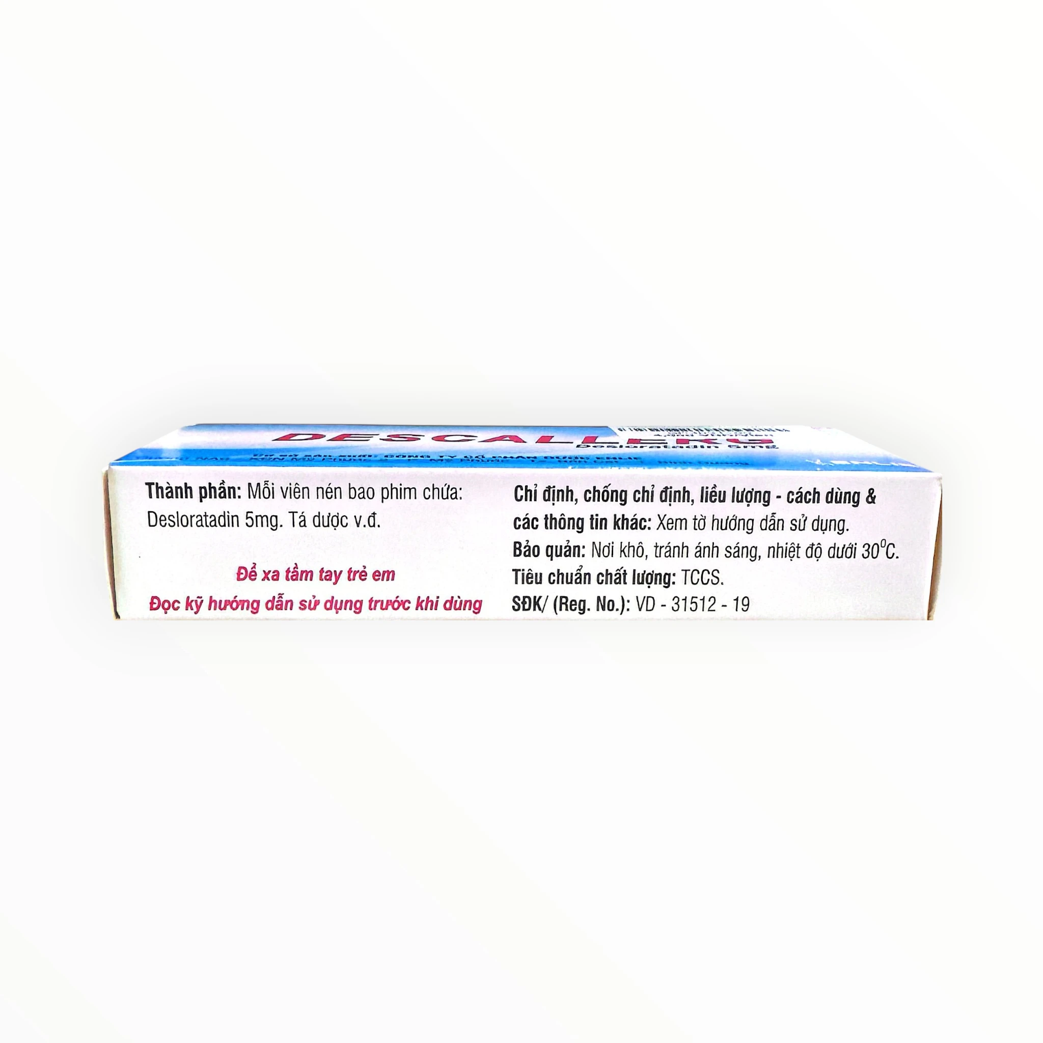 Thuốc DescallerG 5mg Desloratadin điều trị viêm mũi dị ứng và mày đay (Hộp 3 vỉ x 10 viên) 3 3 DescallerG