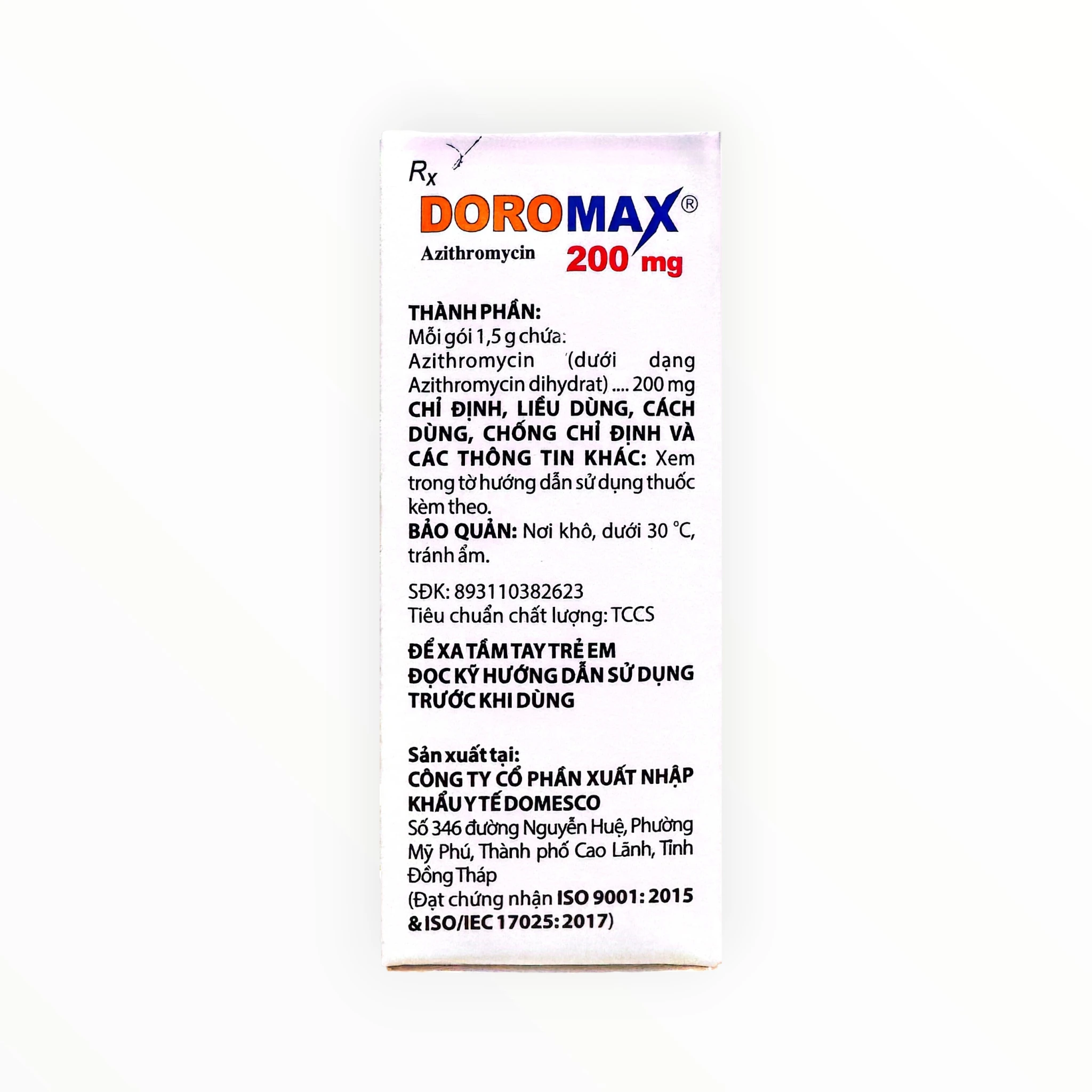 Thuốc Doromax 200mg Azithromycin điều trị nhiễm khuẩn (Hộp 10 gói x 1.5g) 3 3 Doromax 200mg
