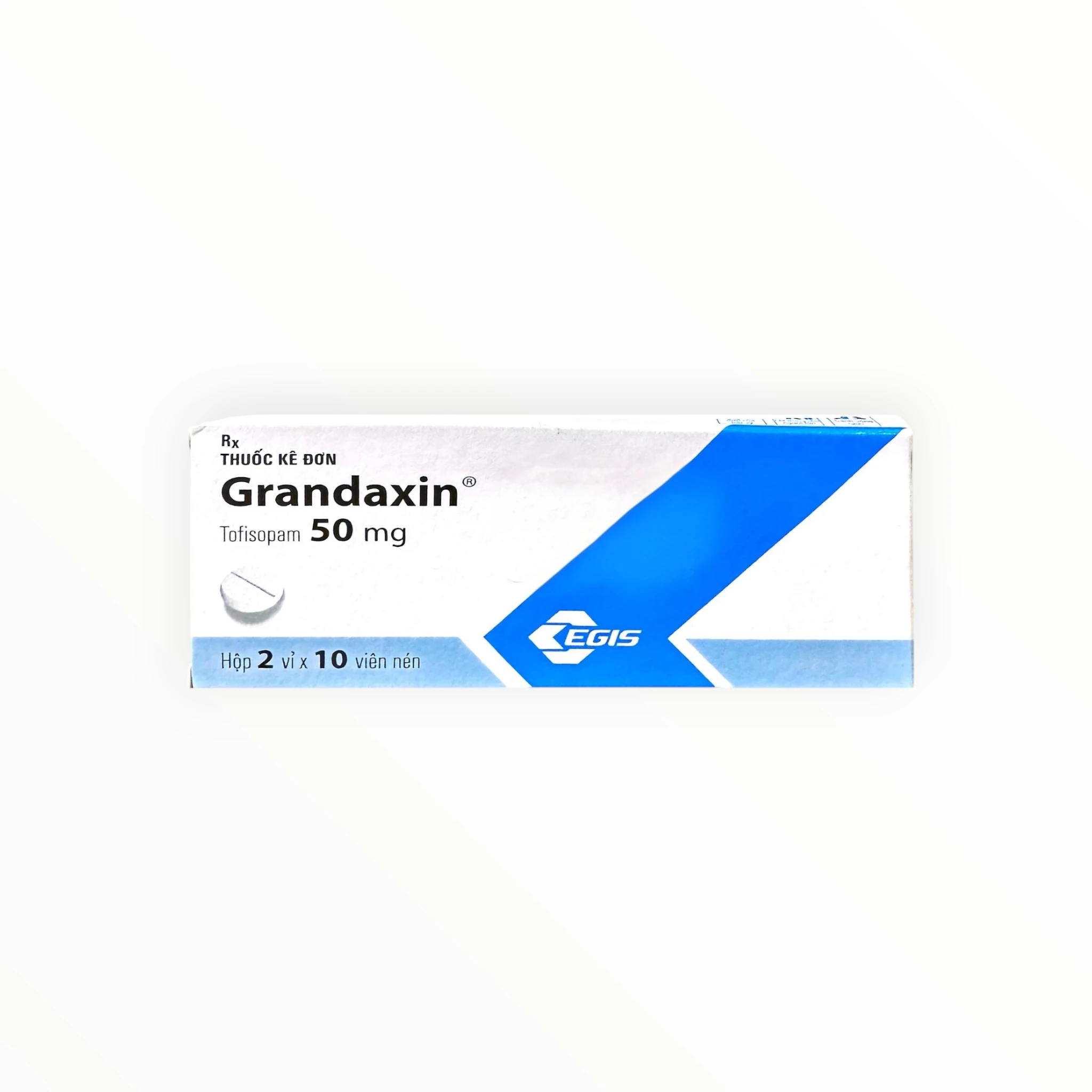 Thuốc Grandaxin Tofisopam 50 mg điều trị lo âu, căng thẳng, rối loạn thực vật (Hộp 2 vỉ x 10 viên) 1 3 Grandaxin (Grandaxin)