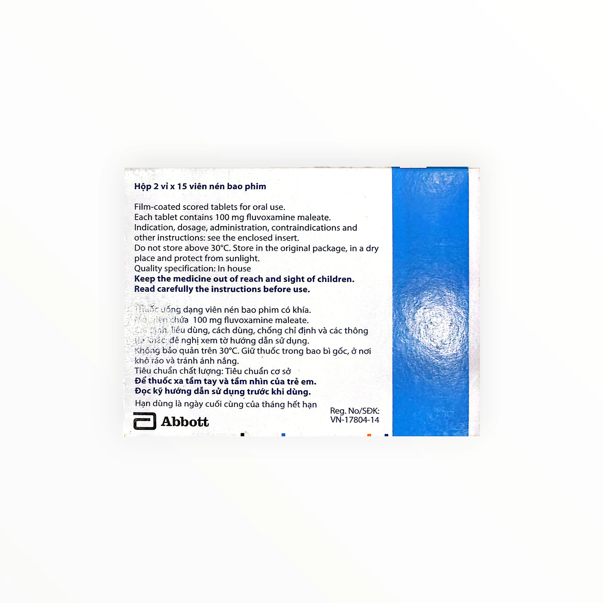 Thuốc Luvox Fluvoxamine maleate 100 mg chống trầm cảm, rối loạn ám ảnh cưỡng chế (Hộp 2 vỉ x 15 viên) 3 3 Luvox 100mg